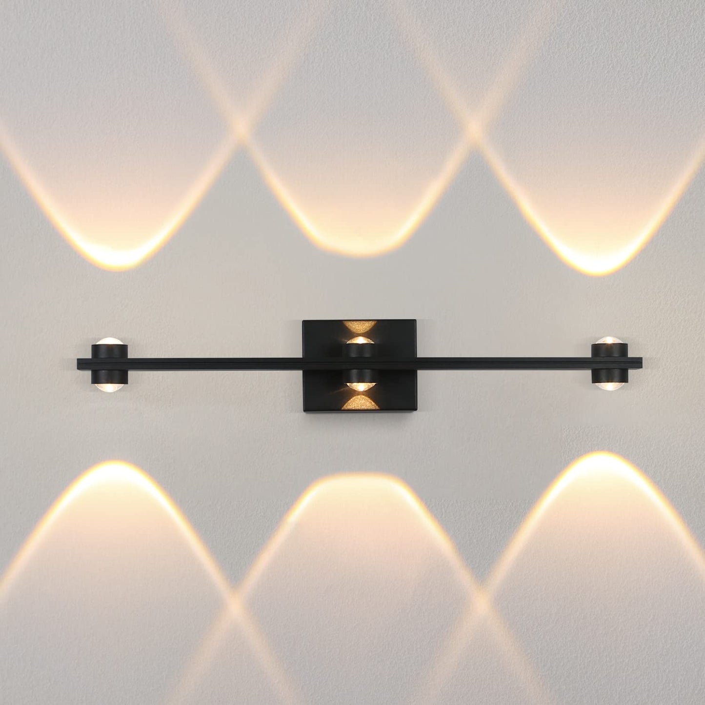 ZMH LED Wandleuchte innen schwarz Wandlampe - 7W Modern Treppenhaus Wandbeleuchtung 3000K Warmwei? Up Down Spotlich Wohnzimmer Wandlicht Flurlampe aus Metall Wanddeko f¨¹r Schlafzimmer Kinderzimmer