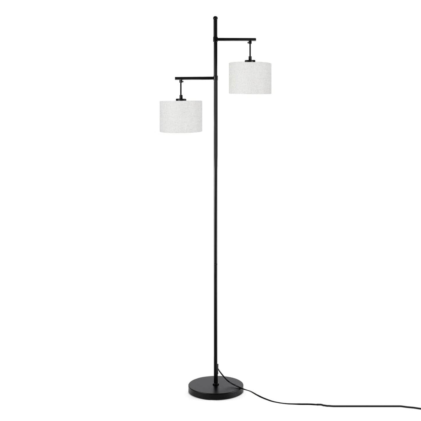 ZMH ZMH Stehlampe Wohnzimmer Modern Stehleuchte - Schwarz E27 Standleuchte Vintage 2 Flammig Bettlampe Wei? Stoff Design Standlampe Boho Deko Leselampe Max.25W mit Fu?schalte f¨¹r B¨¹ro Schlafzimmer