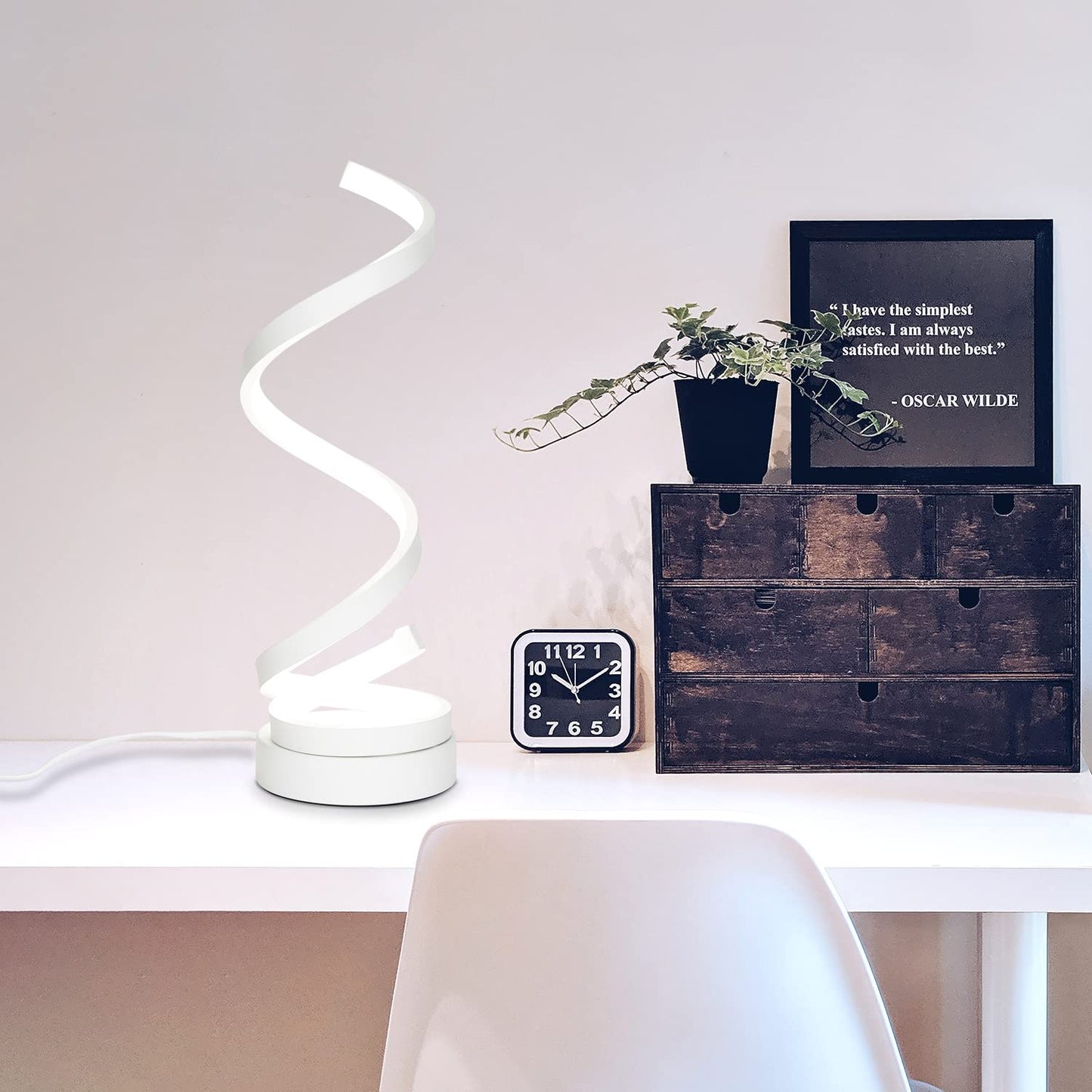 ZMH LED Tischlampe Touch Dimmbar Nachttischlampe : Modern Tischleuchte 12W Schreibtischlampe mit 1,6M Kabel Spiral Bettlampe Schlafzimmerlampe aus Metall Nachtlampe Dekolampe f¨¹r Wohnzimmer B¨¹ro
