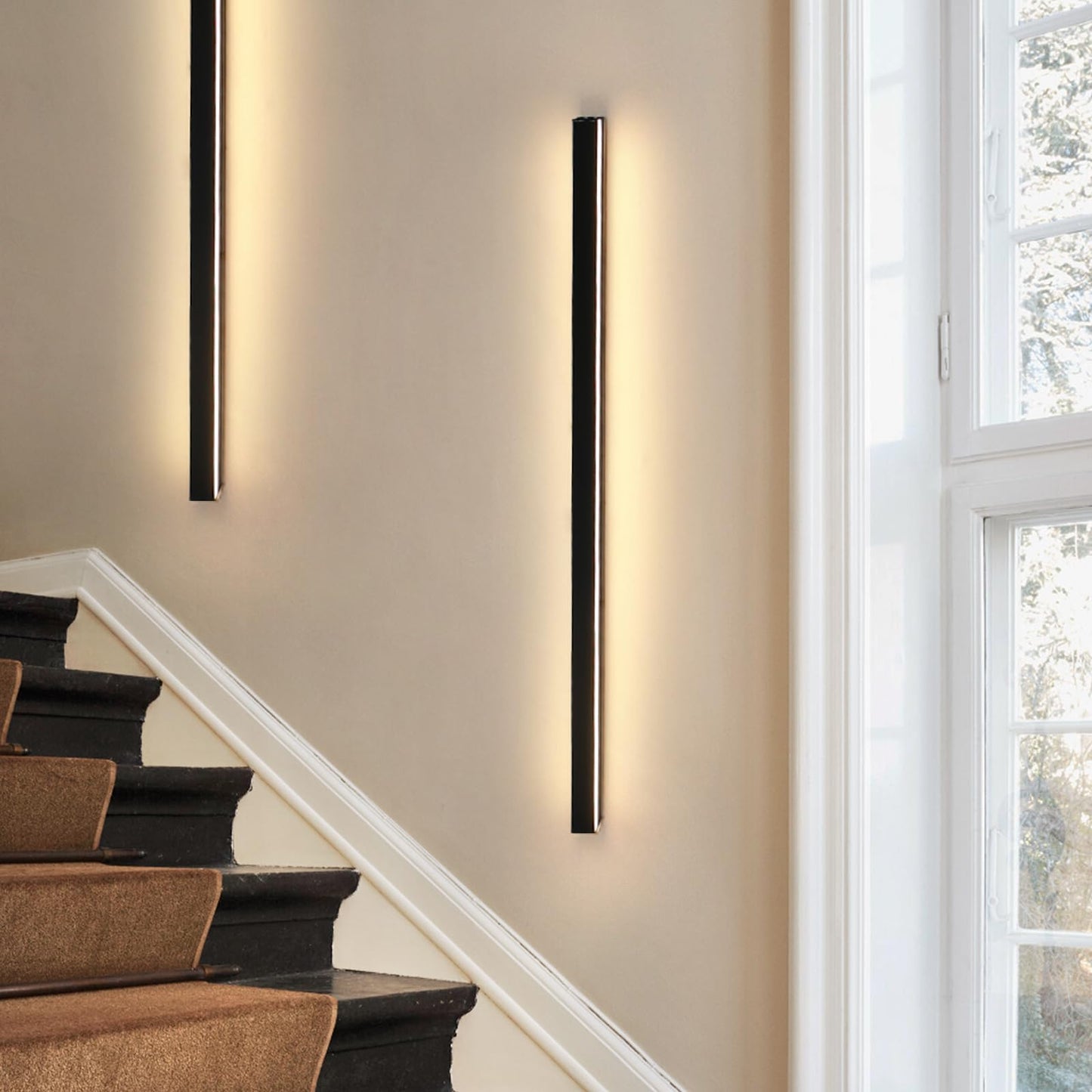 ZMH Wandlampe led Wandleuchte innen - Modern 100CM 34W Flur Up Down Warmwei? Flurlampe Wohnzimmerlampe Schwarze Bettlampe Wandbeleuchtung f¨¹r Treppenhaus Wohnzimmer Kinderzimmer Schlafzimmer