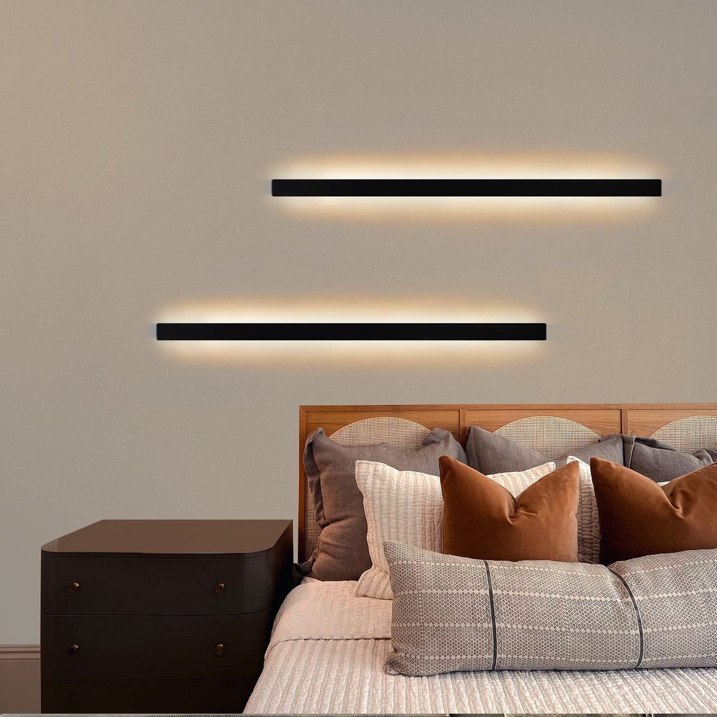 ZMH LED Wandleuchte Innen Wandlampe - Schwarz 100CM Lang Flurlampe Up Down Treppenhauslampe 37W Warmwei? K¨¹chenlampe mit 3 Haken Wandbeleuchtung f¨¹r Schlafzimmer K¨¹che Eingang Treppenhaus