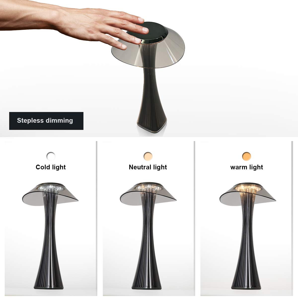 ZMH LED Tischleuchte Touch Tischlampe Dimmbar Tischleuchte Akku Nachtlicht Tagbare Nachttischlampe f¨¹r Schlafzimmer USB Schlummerlicht Stimmungslicht Tragbar Lampen f¨¹r Camping Kinder Schlafzimmer Hotel Restaurant