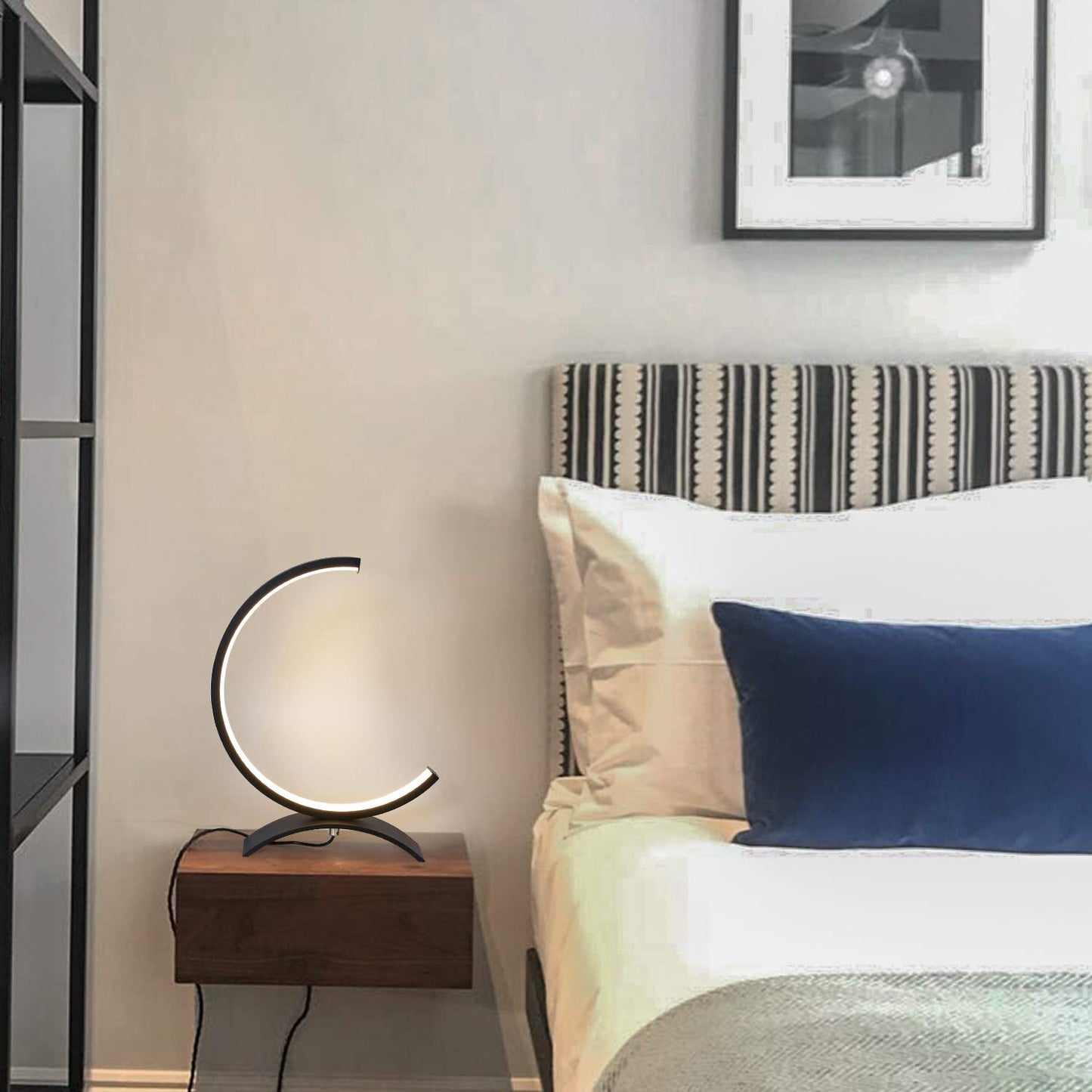 ZMH Led Tischlampe Dimmbar Nachttischlampe - Schwarz Tischleuchte aus Metall Design 7W Modern Nachttischleuchte Leselampe mit 3M Kabel f¨¹r Wohnzimmer Schlafzimmer Nachttisch Tisch