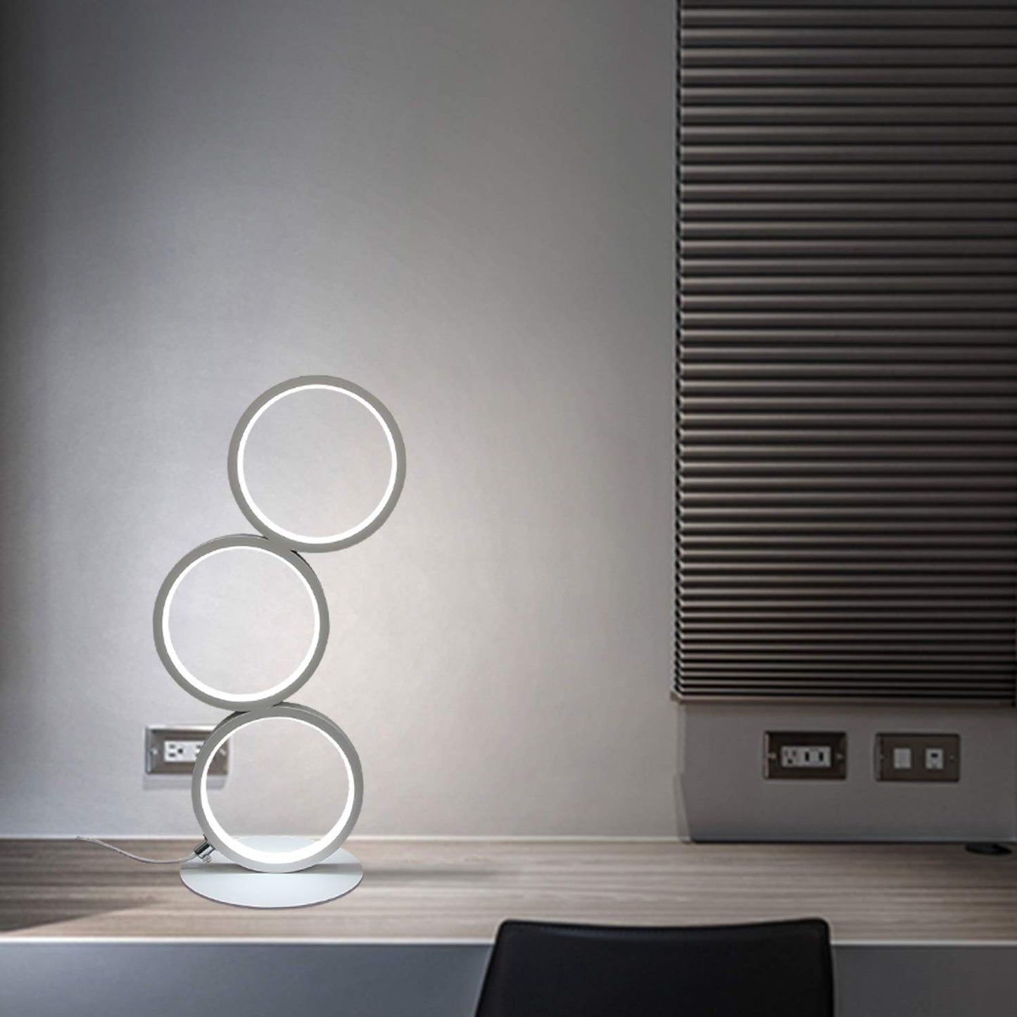 ZMH 2¡Á LED Tischlampe Dimmar Modern Nachttischlampe Wei? Schreibtischlampe in Ringform aus Aluminium, 12W Deko Nachtlampe f¨¹r Schlafzimmer Wohnzimmer Arbeitszimmer B¨¹ro