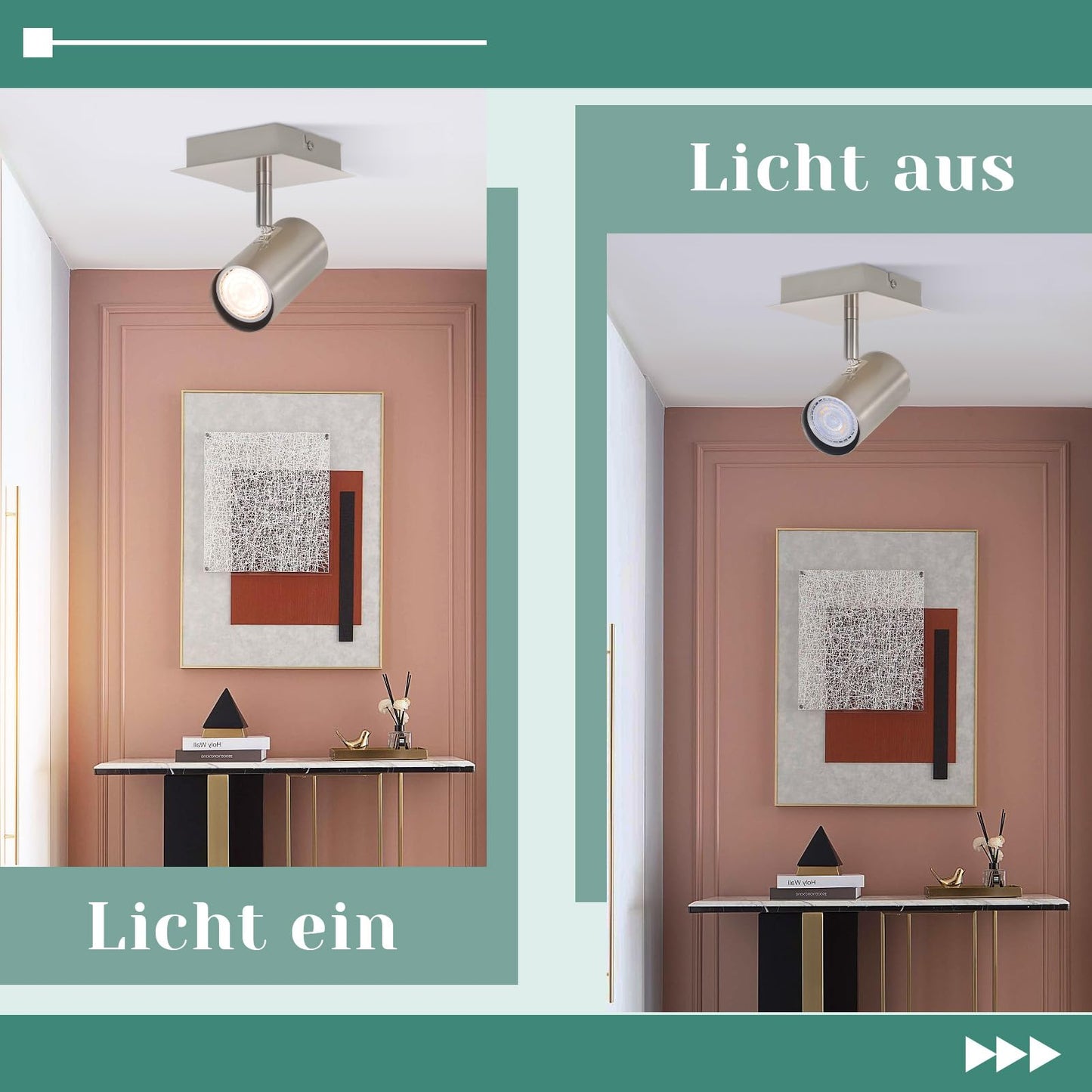 ZMH Deckenstrahler 1 Flammig Deckenleuchte GU10 - LED Deckenlampe Flur 330¡ãSchwenkbar Modern Deckenspots Innen f¨¹r Schlafzimmer Wohnzimmer Kinderzimmer K¨¹che Flur Ohne Leuchtmittel