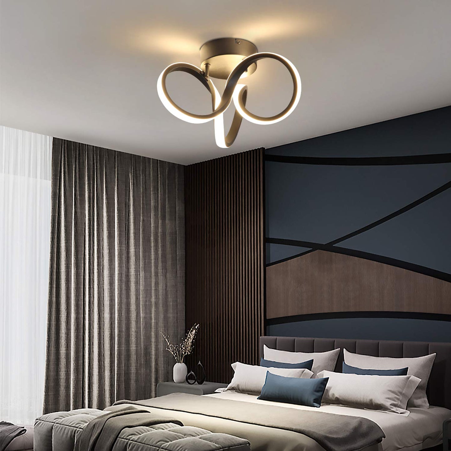 ZMH LED Deckenleuchte wohnzimmer Deckenlampe Schlafzimmer Schwarz ?31cm 19W Innen 3000K Warmwei? f¨¹r Flur B¨¹ro Arbeitszimmer