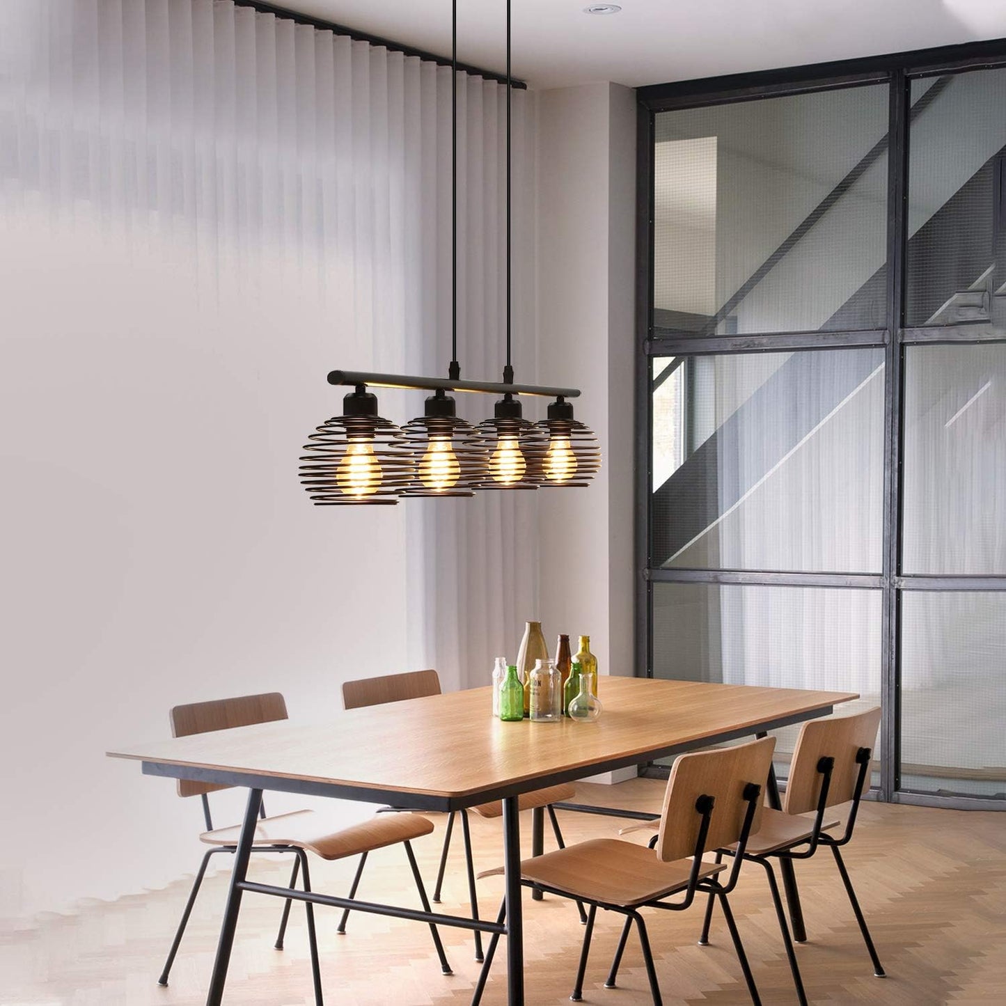 ZMH Pendelleuchte Esstisch H?ngelampe Vintage: Schwarz Esstischlampe E27 Esszimmerlampe Retro K¨¹che Industrial H?ngeleuchte aus Metall Pendellampe f¨¹r Esszimmer Wohnzimmer Arbeitszimmer B¨¹ro