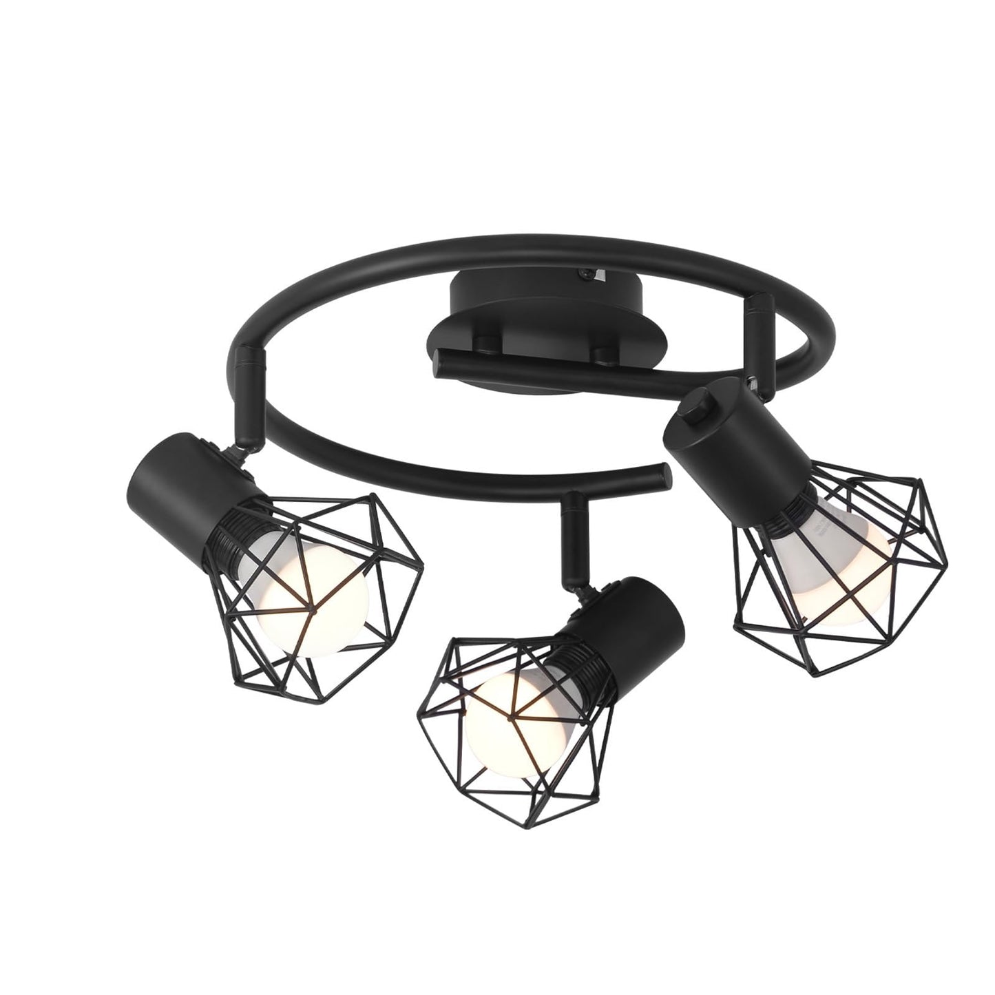 ZMH Deckenstrahler 3 Flammig Rund Deckenspots - Deckenleuchte E14 Schwarz Retro Schwenkbar Industrial K¨¹chenlampe Metall f¨¹r Schlafzimmer Wohnzimmer Arbeitszimmer Flur Keine Leuchtmittel