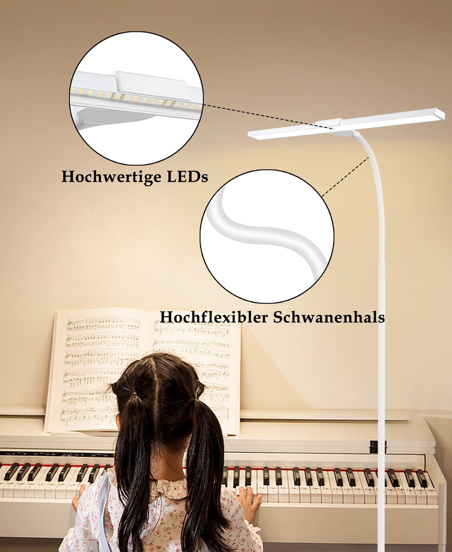 ZMH LED Stehlampe Stehleuchte Dimmbar - Modern Touch Control Leselampe Wohnzimmer 10W mit Timer und Memory Funktion Touch Flexibler Schwanenhals Modern Standleuchte f¨¹r Schlafzimmer