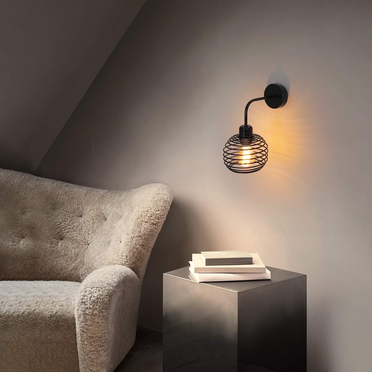 ZMH Wandleuchte Vintage Innen Wandlampe Retro Wandbeleuchtung Schwarz Flurlampe E27 f¨¹r Wohnzimmer Schlafzimmer K¨¹che Esszimmer Flur Treppe Bar Industrial (ohne Leuchtmittel)