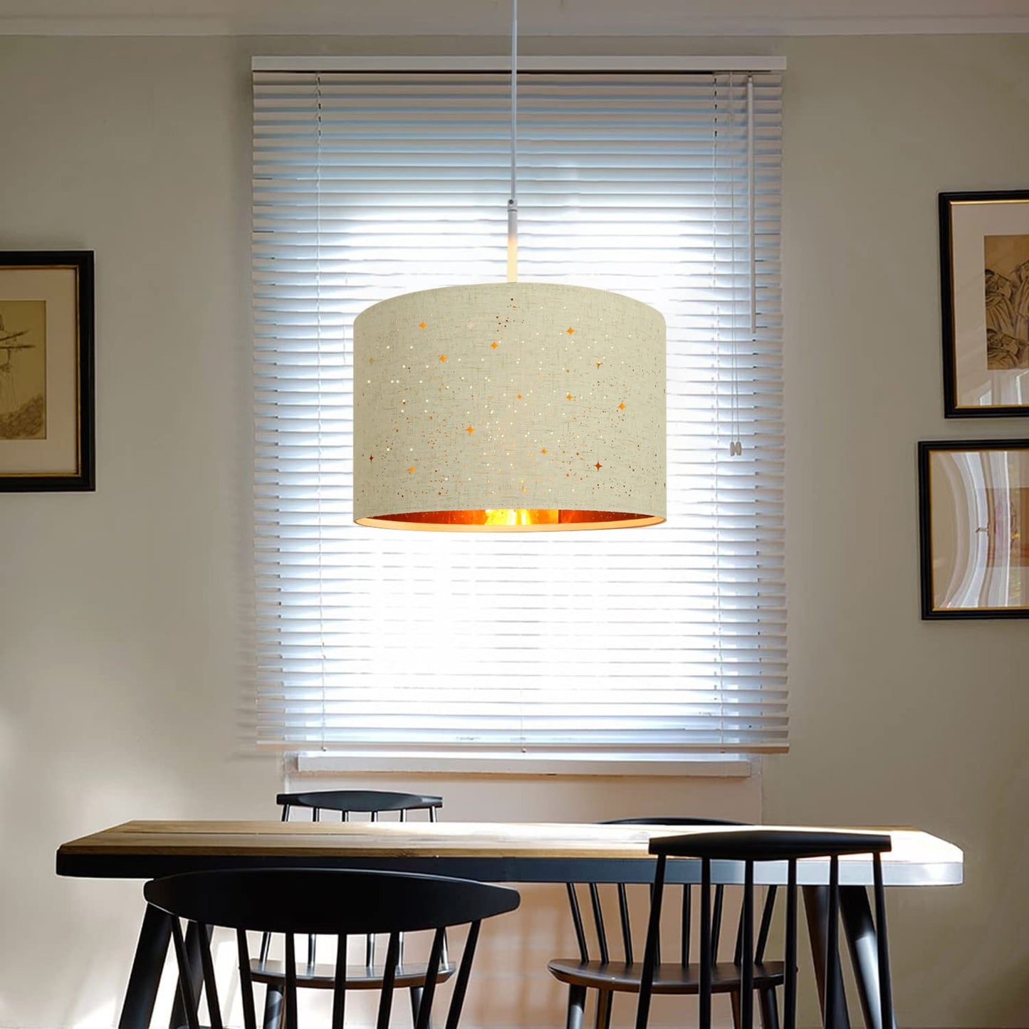 ZMH Pendelleuchte Esstisch H?ngeleuchte Esszimmer - ?38CM Modern H?ngelampe mit Lampenschirm aus Stoff E27 Fassung Pendellampe im Sternenhimmel Design f¨¹r Schlafzimmer Wohnzimmer - ohne Leuchtmittel
