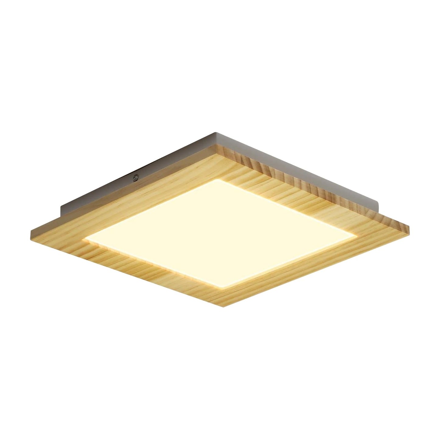 ZMH LED Deckenleuchte Wohnzimmer Deckenlampe Holz flach Schlafzimmer Panel Flur innen Beleuchtung eckig 3000K warmwei? 30cm 17W f¨¹r K¨¹che Kinderzimmer Esszimmer Treppen Balkon