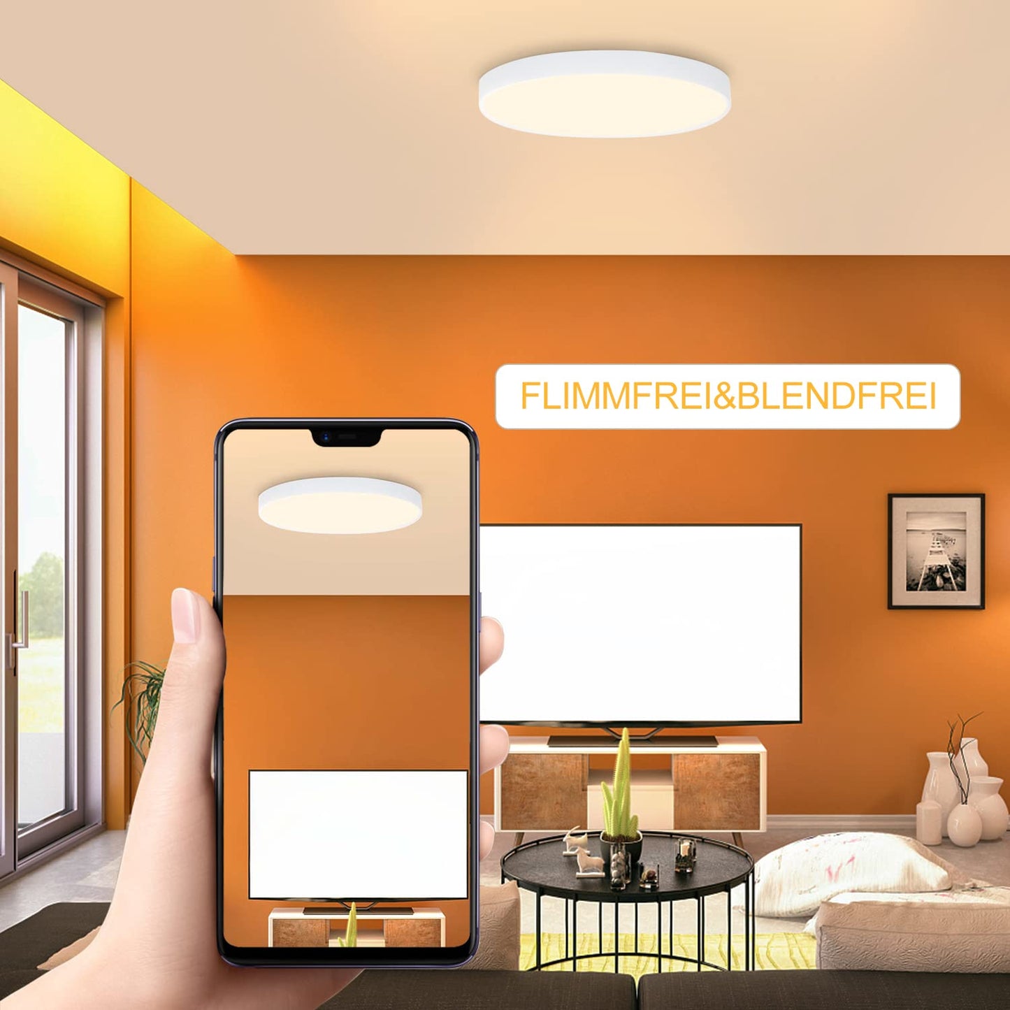 ZMH LED Deckenleuchte Flach Deckenlampe - Badezimmerlampe IP44 Wasserdicht K¨¹chenlampe Rund ?28cm Modern 17W Wei? Flurlampe f¨¹r K¨¹che Wohnzimmer Bad Schlafzimmer Flur Balkon B¨¹ro Eingang Keller