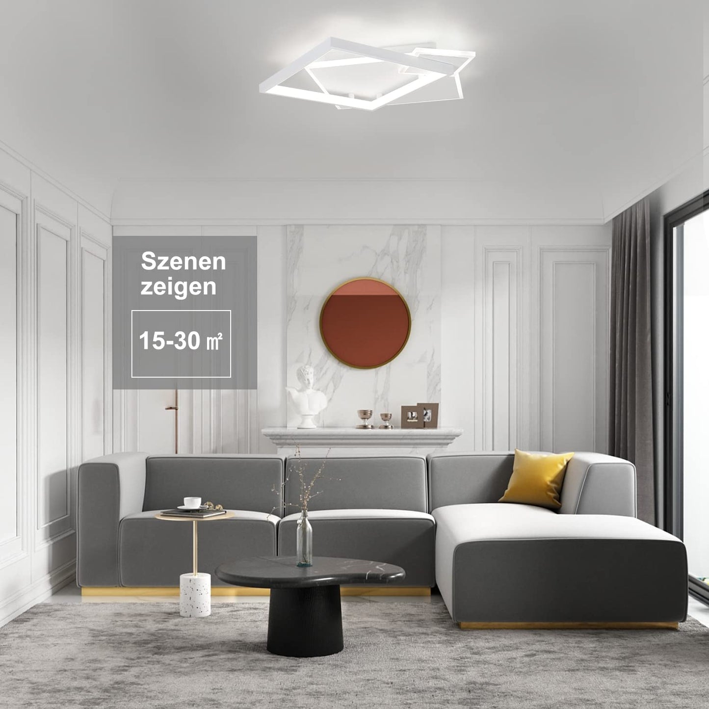 ZMH Deckenlampe LED Deckenleuchte Wohnzimmer - Dimmbar Wohnzimmerlampe 50W Modern Design mit Fernbedienung aus Metall Deckenbeleuchtung f¨¹r Esszimmer K¨¹che Jugendzimmer Schlafzimmer/Wei?