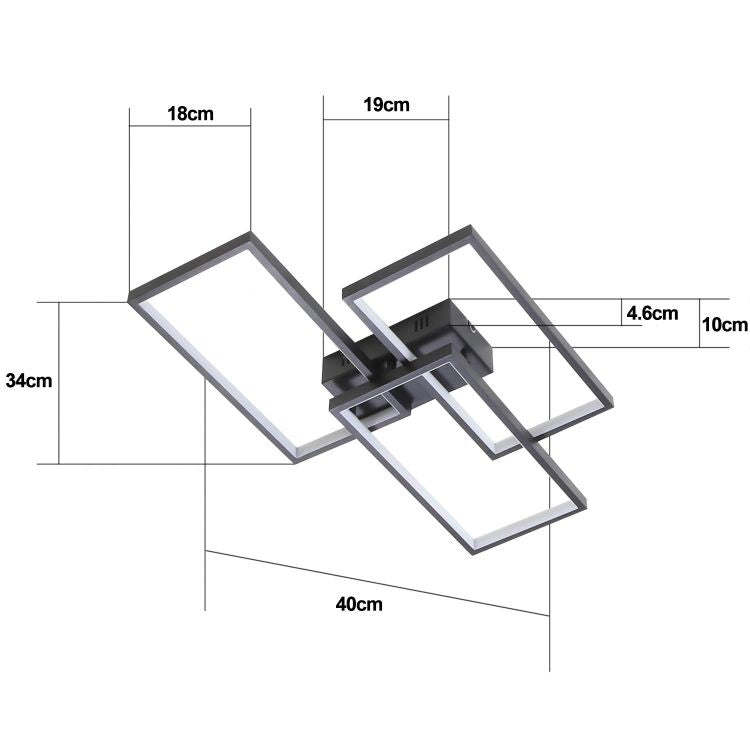 ZMH Deckenlampe LED Deckenleuchte dimmbar mit Fernbedienung 63W Schwarze Wohnzimmerlampe aus Metall Modern-Design f¨¹r Schlafzimmer Esszimmer Wohnzimmer Arbeitszimmer Flur B¨¹ro