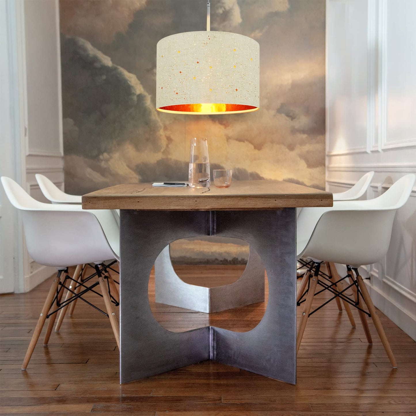 ZMH Pendelleuchte Esstisch H?ngeleuchte Esszimmer - ?38CM Modern H?ngelampe mit Lampenschirm aus Stoff E27 Fassung Pendellampe im Sternenhimmel Design f¨¹r Schlafzimmer Wohnzimmer - ohne Leuchtmittel