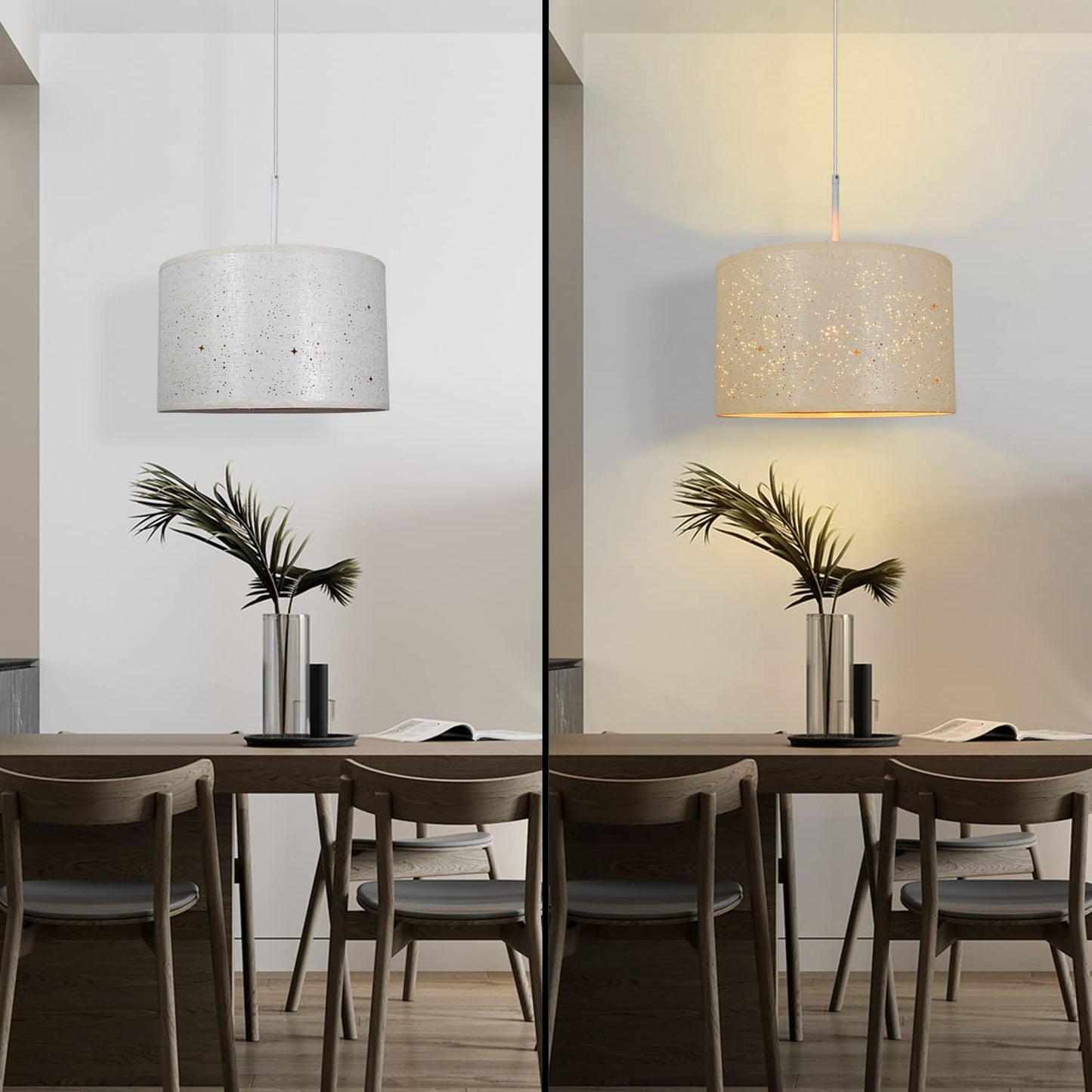 ZMH Pendelleuchte Esstisch H?ngeleuchte Esszimmer - ?38CM Modern H?ngelampe mit Lampenschirm aus Stoff E27 Fassung Pendellampe im Sternenhimmel Design f¨¹r Schlafzimmer Wohnzimmer - ohne Leuchtmittel