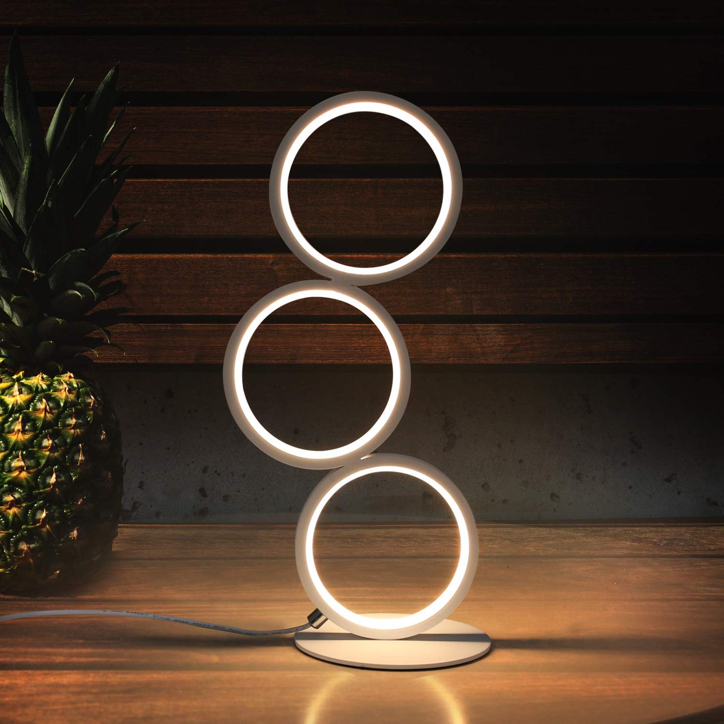 ZMH 2¡Á LED Tischlampe Dimmar Modern Nachttischlampe Wei? Schreibtischlampe in Ringform aus Aluminium, 12W Deko Nachtlampe f¨¹r Schlafzimmer Wohnzimmer Arbeitszimmer B¨¹ro