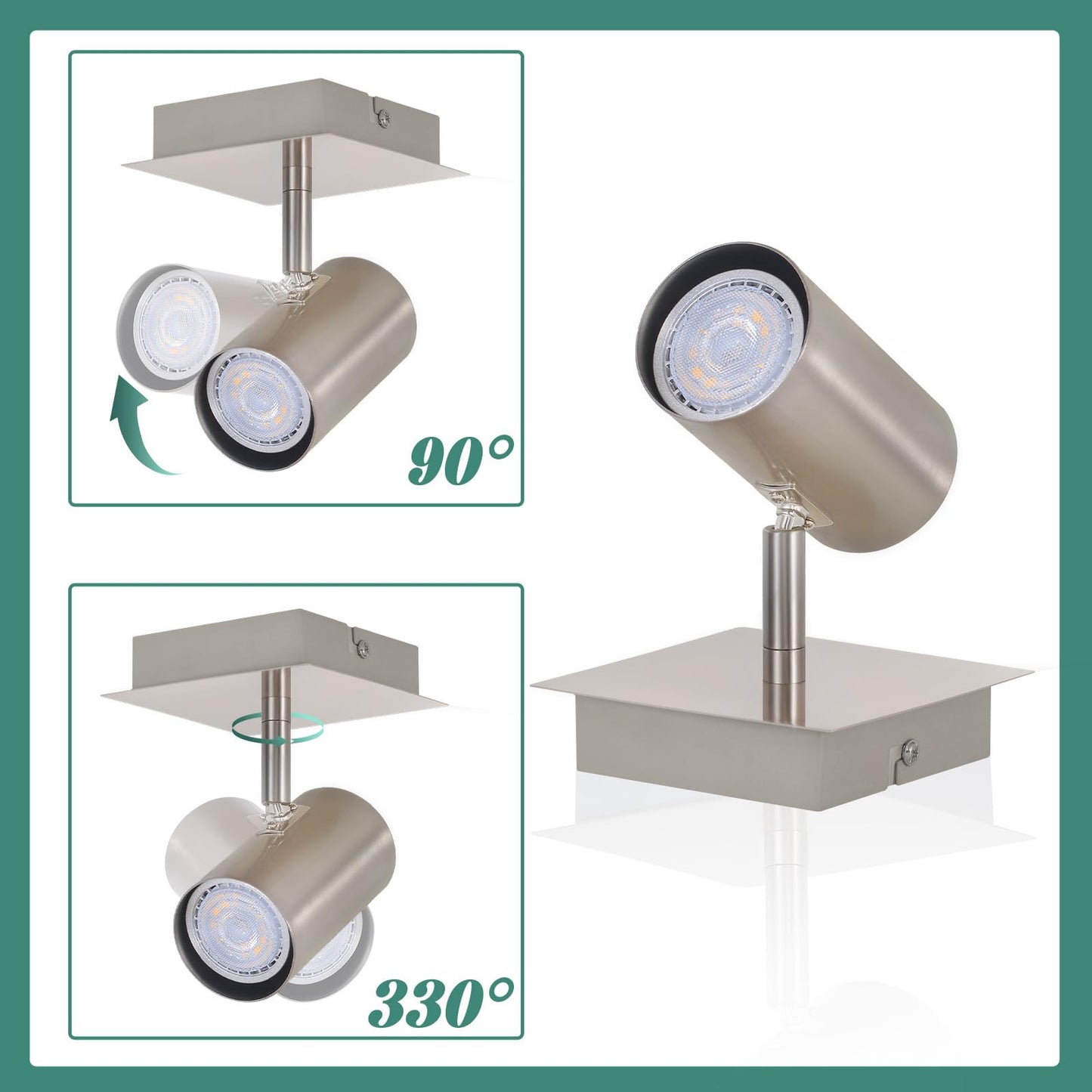 ZMH Deckenstrahler 1 Flammig Deckenleuchte GU10 - LED Deckenlampe Flur 330¡ãSchwenkbar Modern Deckenspots Innen f¨¹r Schlafzimmer Wohnzimmer Kinderzimmer K¨¹che Flur Ohne Leuchtmittel
