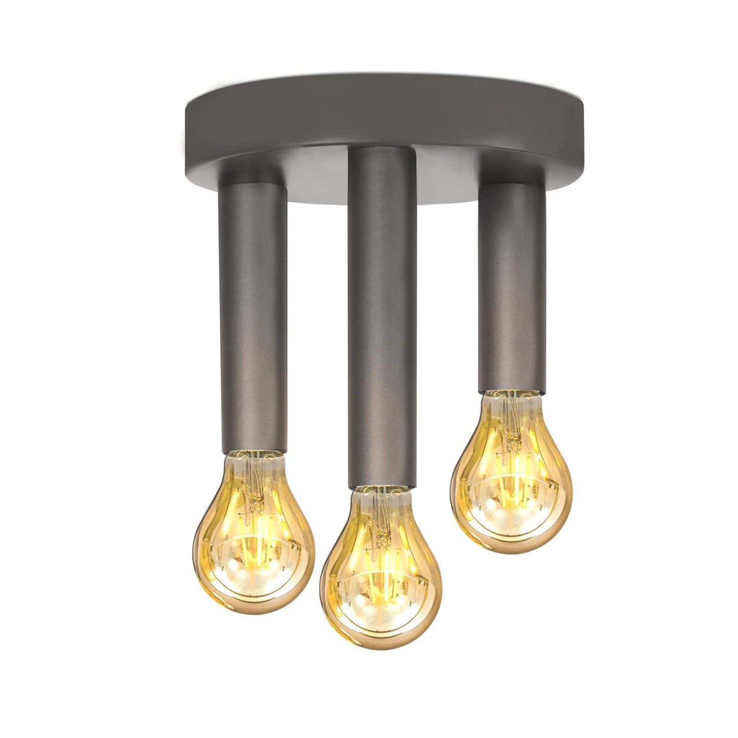 ZMH Vintage Deckenlampe Deckenleuchte 3-flammige - Retro Deckenspots E14 Industrial Wohnzimmerlampe Grau Schlafzimmerlampe mit 3 Spots Metall Kronleuchter f¨¹r Wohnzimmer K¨¹che flur bar