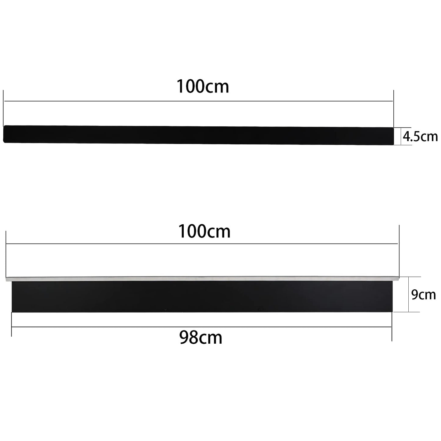 ZMH LED Wandleuchte Innen Wandlampe - Schwarz 100CM Lang Flurlampe Up Down Treppenhauslampe 37W Warmwei? K¨¹chenlampe mit 3 Haken Wandbeleuchtung f¨¹r Schlafzimmer K¨¹che Eingang Treppenhaus