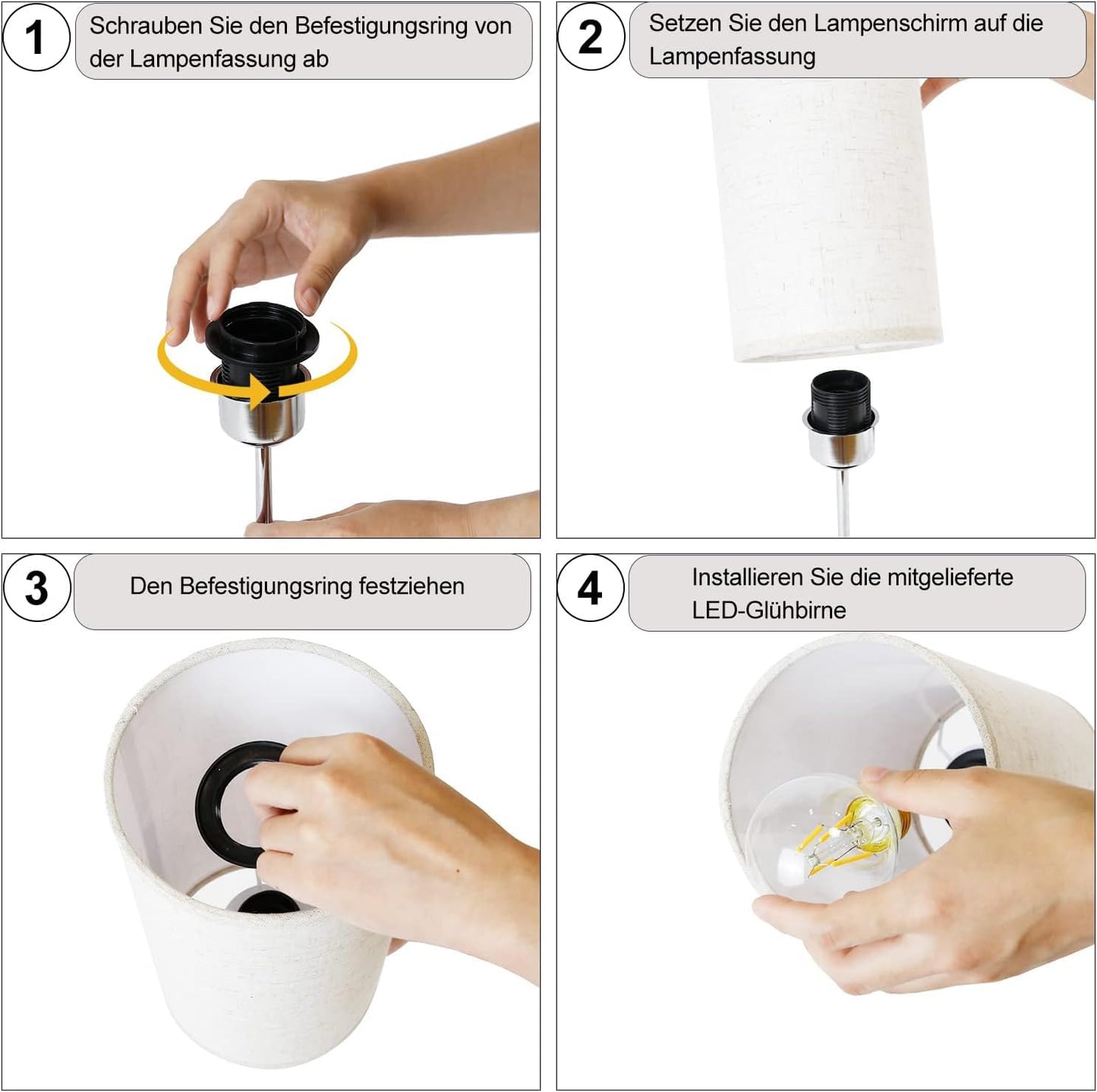 ZMH Nachttischlampe mit Ladefunktion Touch - Tischlampe E27 Warmwei? Dimmbar Nachtlicht USB Stoff Lampenschirm f¨¹r Modern Deko, Wohnzimmer, Geschenk, Esszimmer, Schlafzimmer