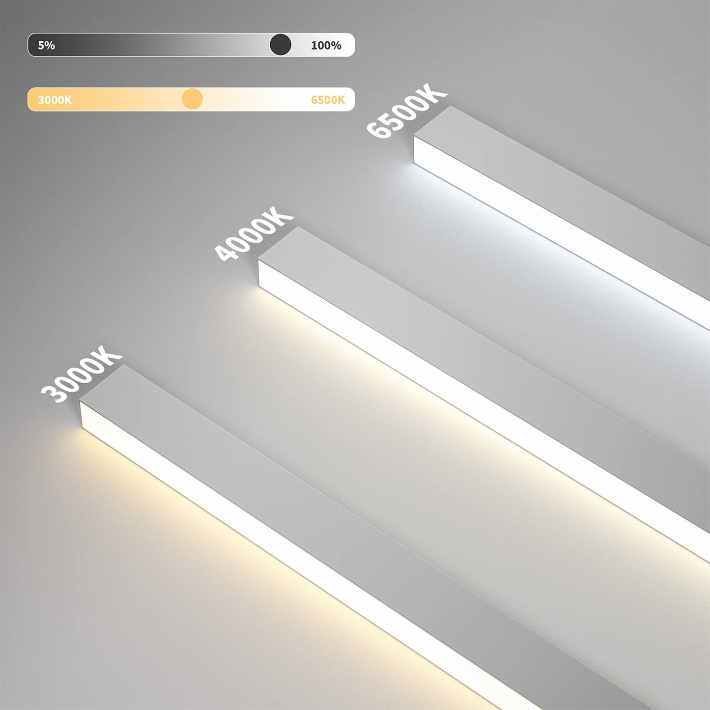 ZMH Deckenlampe LED Deckenleuchte Wohnzimmer - 58W Modern Schlafzimmer Wei? Deckenbeleuchtung 100CM Lang B¨¹rolampe Decke Dimmbar mit Fernbedienung Wohnzimmerlampe f¨¹r K¨¹che B¨¹ro Esszimmer