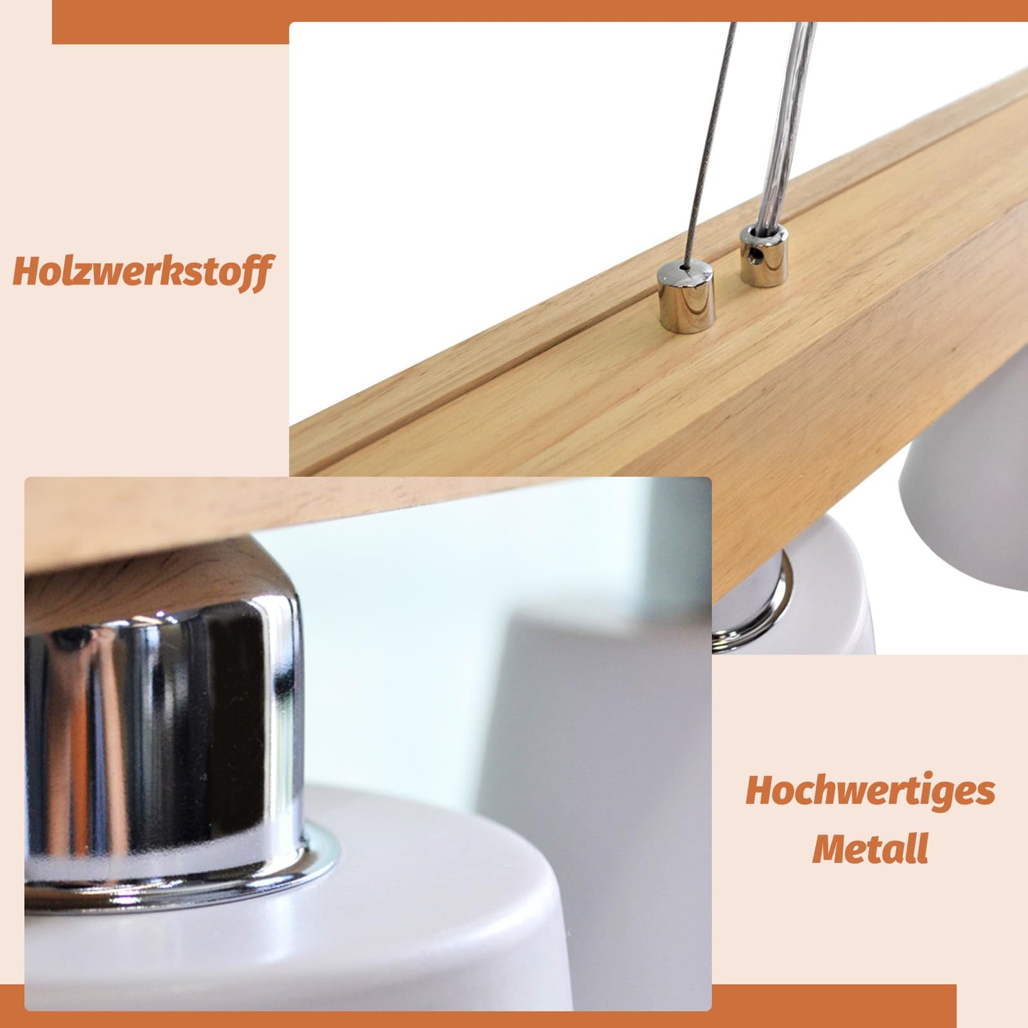 ZMH Pendelleuchte Esstisch K¨¹chenlampe H?ngend - H?ngelampe Wohnzimmer Pendellampe Holz Modern Esstischlampe E27 Esszimmer H?ngeleuchte 5 Flammig Wei? Esszimmerlampe f¨¹r Flur Hotel (ohne Leuchtmittel)