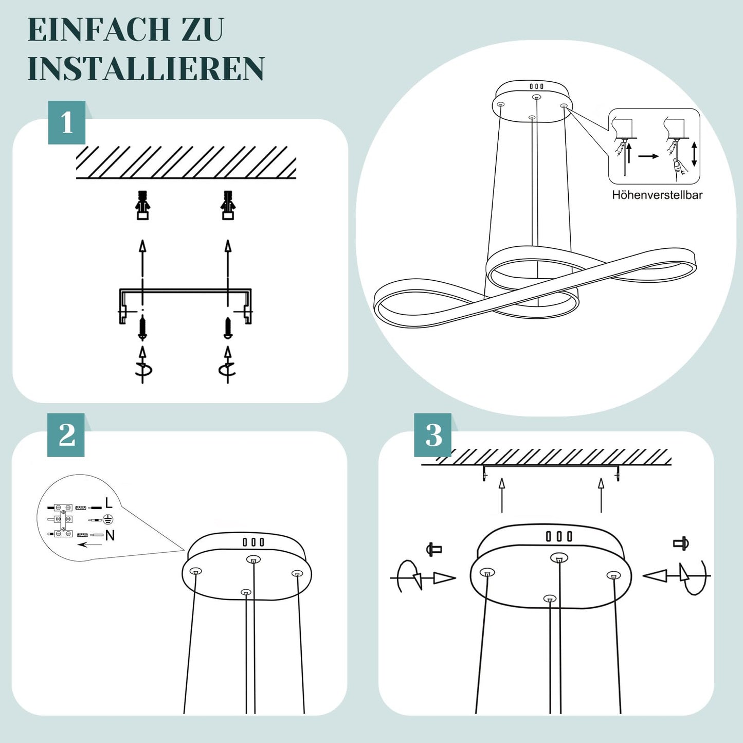 ZMH Pendelleuchte Esstisch LED H?ngeleuchte - K¨¹chenlampe H?ngend Dimmbar H?ngelampe Wohnzimmer 47W Esstischlampe Wei? Schlafzimmer Esszimmerlampe Modern Pendellampe H?henverstellbar f¨¹r K¨¹che