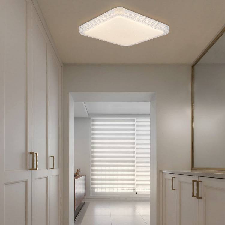 ZMH Deckenlampe LED Deckenleuchte Schlafzimmer - Schlafzimmerlampe Dimmbar mit Fernbedienung 30CM Deckenbeleuchtung Kristall 32W K¨¹chenlampe Modern Flurlampe Quadratisch f¨¹r Wohnzimmer K¨¹che Flur