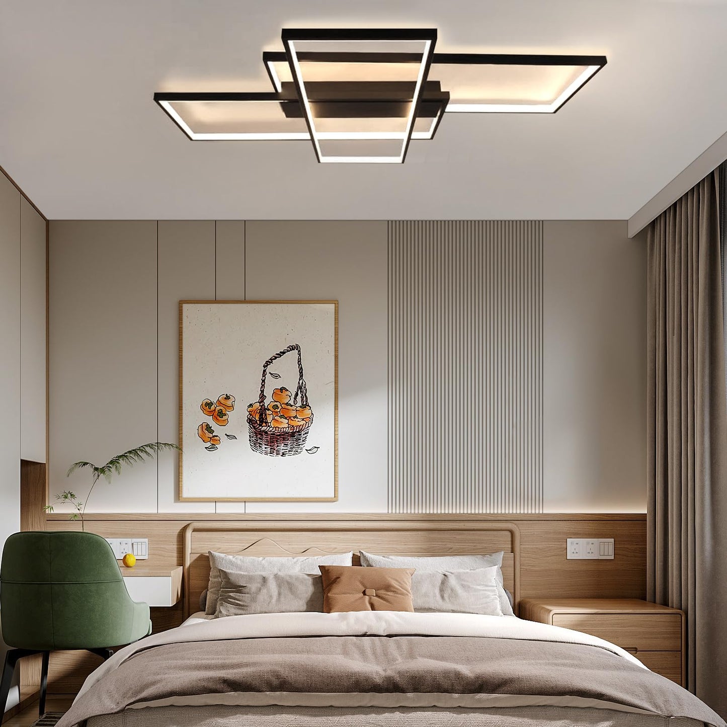 ZMH LED Deckenleuchte Dimmbar Modern Deckenlampe Schwarz Wohnzimmerlampe 88W Geometrisch Wandlampe Multifunktional Deckenbeleuchtung f¨¹r Schlafzimmer Wohnzimmer Flur B¨¹ro und Balkon