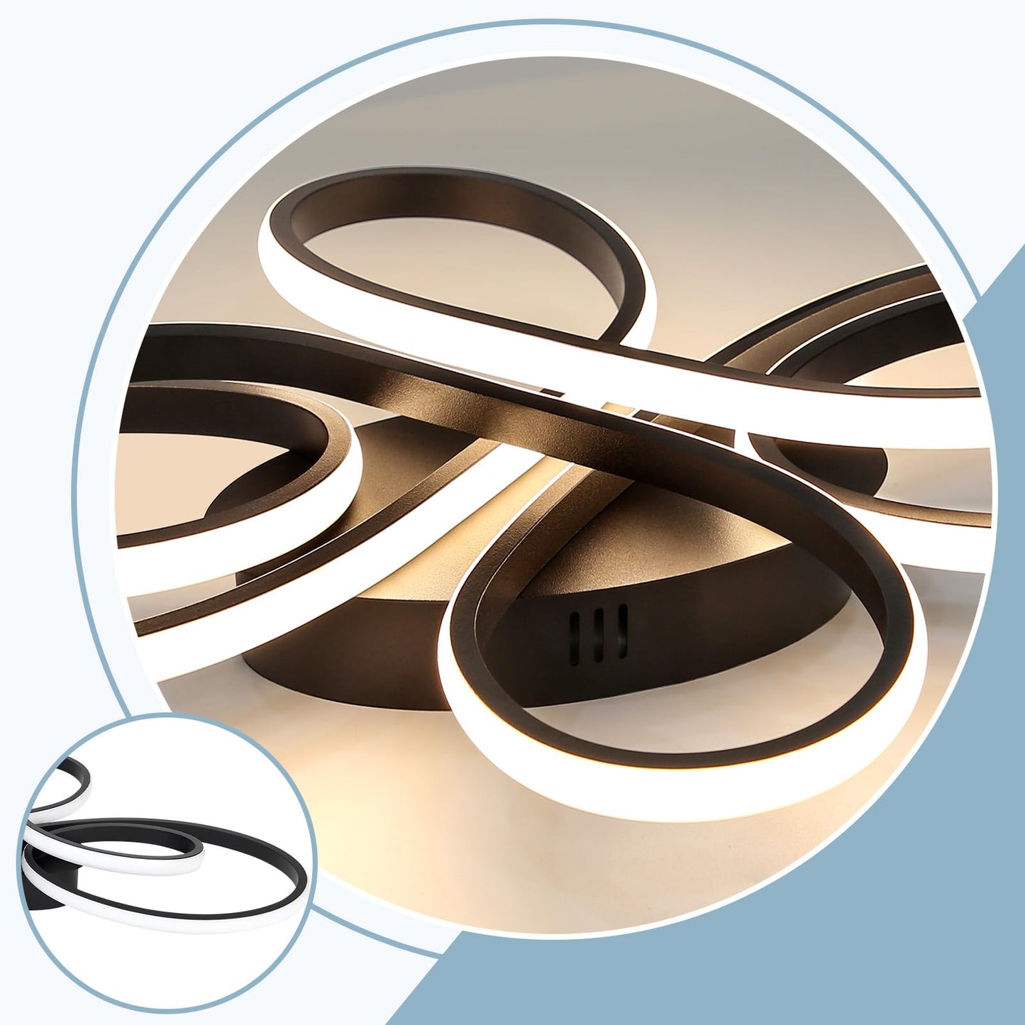 ZMH LED Deckenleuchte Dimmbar Deckenlampe Wohnzimmer Modern Schwarz mit Fernbedienung 65W aus Metall in Schmetterlingforming Design Wohnzimmerlampe f¨¹r Schlafzimmer Esszimmer Restaurant Arbeitzimmer