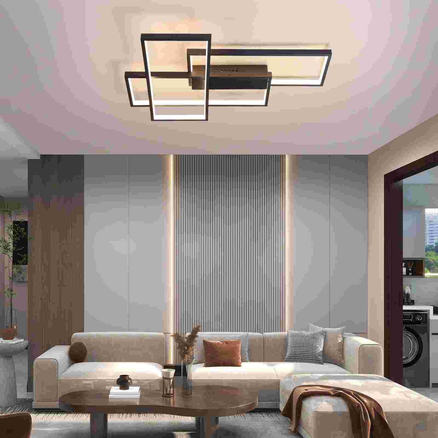 ZMH Deckenlampe LED Deckenleuchte Schlafzimmer - 65cm Wohnzimmerlampe Schwarz Schlafzimmerlampe Dimmbar mit Fernbedienung 65W Wohnzimmer Deckenbeleuchtung Modern K¨¹chenlampe Gro? f¨¹r Esszimmer K¨¹che