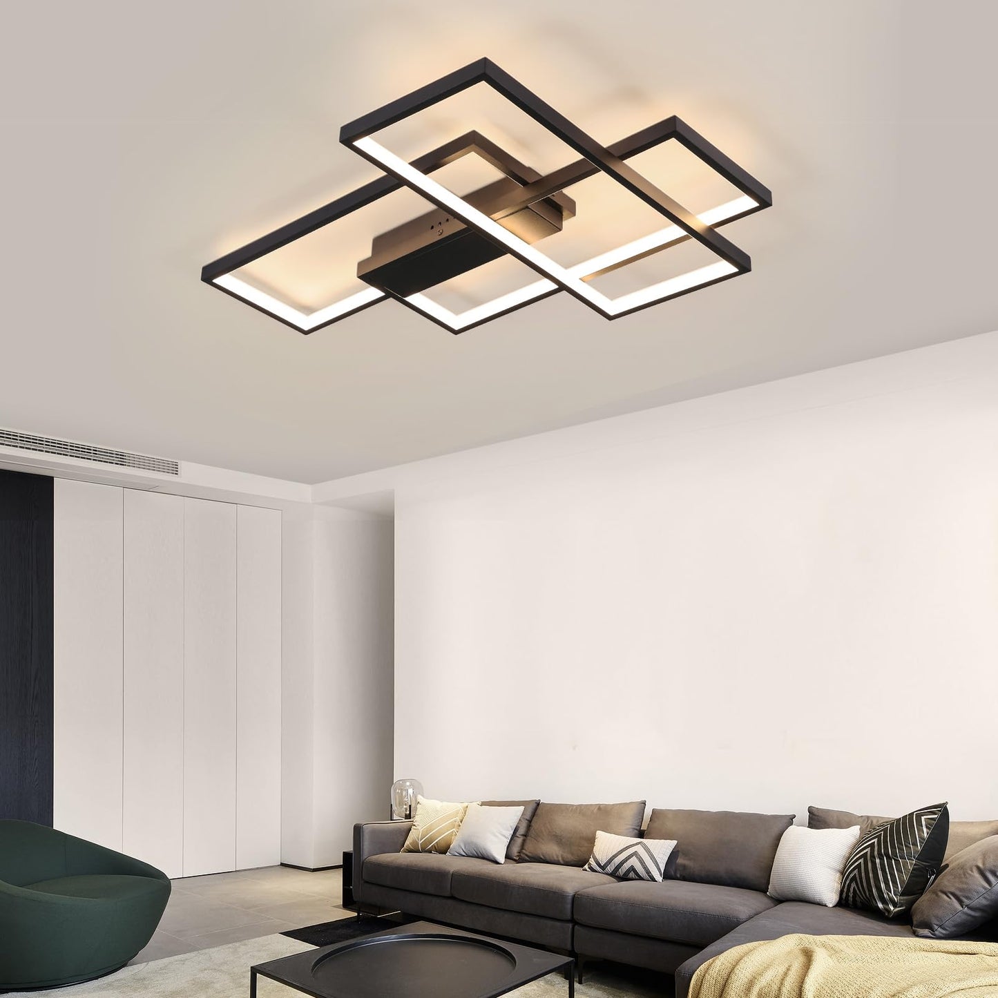 ZMH LED Deckenleuchte Modern Warmwei? Deckenlampe Geometrisch Wandlampe Schwarz Multifunktional Deckenbeleuchtung 35W f¨¹r Wohnzimmer Schlafzimmer Flur