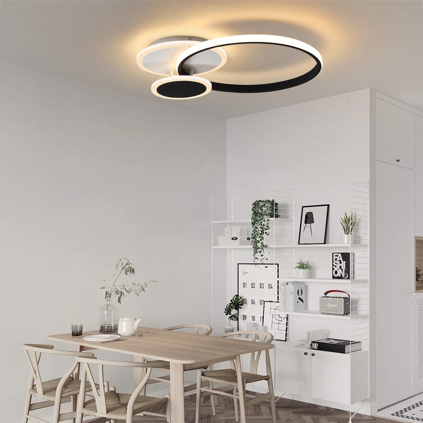 ZMH Deckenlampe LED Deckenleuchte Wohnzimmer - Dimmbar Wohnzimmerlampe 45CM Schwarz mit Fernbedienung 46W Schlafzimmerlampe Modern Design in Wei? f¨¹r Schlafzimmer B¨¹ro K¨¹che Esszimmer