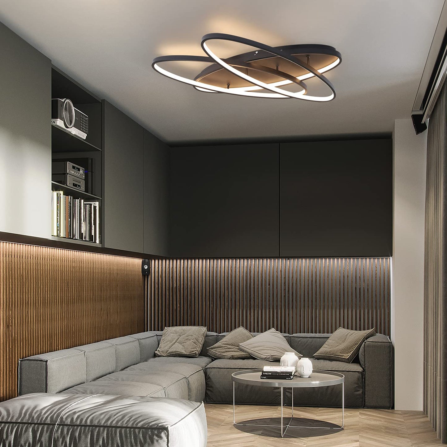 ZMH LED Deckenleuchte Wohnzimmer Deckenlampe - Modern Design 24W Schwarz Wei? Schlafzimmerlampe 3000K Warmwei? Wohnzimmerlampe 54CM Lampe Deko f¨¹r Schlafzimmer Kinderzimmer B¨¹ro Flur K¨¹che