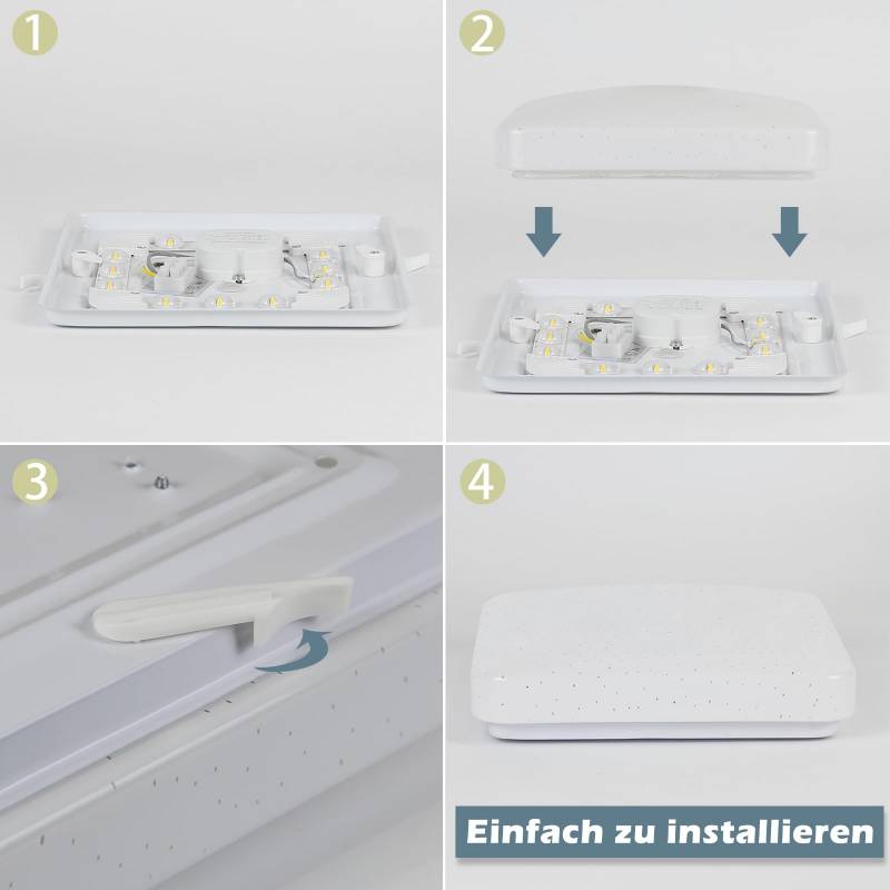 ZMH Deckenlampe LED Deckenleuchte Schlafzimmer - 21cm Schlafzimmerlampe Sternenhimmel 15W Flurlampe Quadratisch K¨¹chenlampe Neutralwei? K¨¹che Deckenbeleuchtung Sternendekor f¨¹r Flur Kinderzimmer