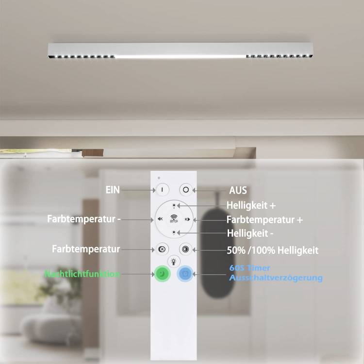 ZMH Deckenlampe LED Deckenleuchte Wohnzimmer - Deckenstrahler Küche 107/80/53.5CM Lang Wohnzimmerlampe Modern Bürolampe Decke Dimmbar mit Fernbedienung Deckenbeleuchtung für Büro Schlafzimmer