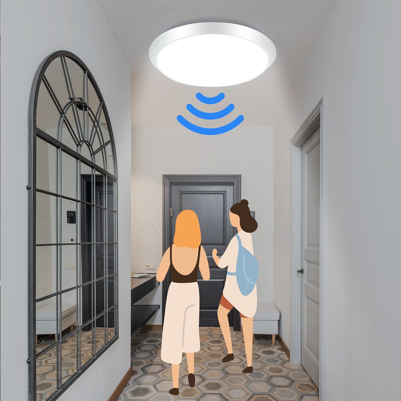 ZMH Deckenlampe LED Deckenleuchte mit Bewegungsmelder - 15W IP44 Wasserdicht Flurlampe Decke Modern Sensor ?30CM Deckenbeleuchtung 4000K f¨¹r Bad Flur Garage Treppenhaus Werkstatt Keller Balkon