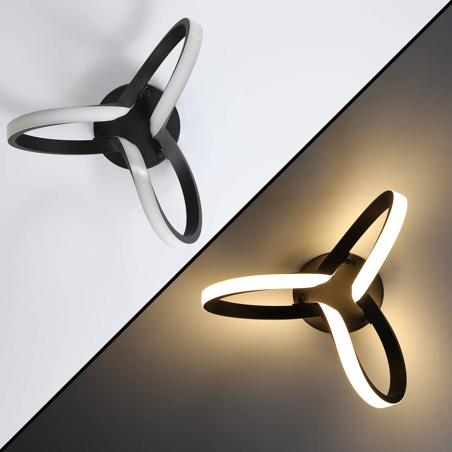 ZMH LED Deckenleuchte wohnzimmer Deckenlampe Schlafzimmer Schwarz ?31cm 19W Innen 3000K Warmwei? f¨¹r Flur B¨¹ro Arbeitszimmer