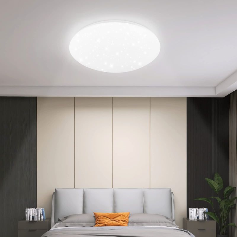 ZMH Deckenlampe LED Deckenleuchte Schlafzimmer - ?30cm Schlafzimmerlampe Sternenhimmel Kaltwei? 18W Badezimmer Deckenbeleuchtung IP44 Wasserdicht Badlampe Rund f¨¹r Bad K¨¹che Kinderzimmer Flur