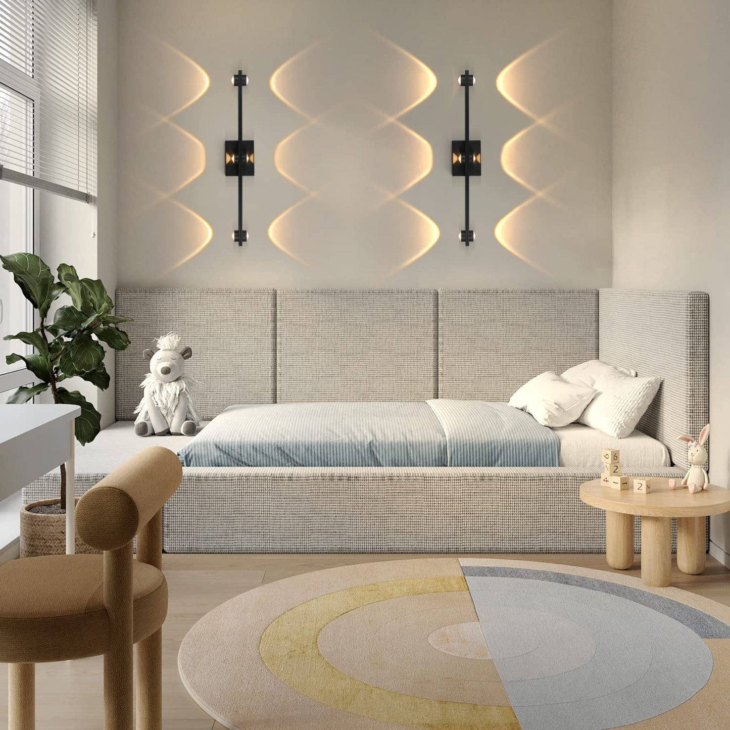 ZMH LED Wandleuchte innen schwarz Wandlampe - 7W Modern Treppenhaus Wandbeleuchtung 3000K Warmwei? Up Down Spotlich Wohnzimmer Wandlicht Flurlampe aus Metall Wanddeko f¨¹r Schlafzimmer Kinderzimmer