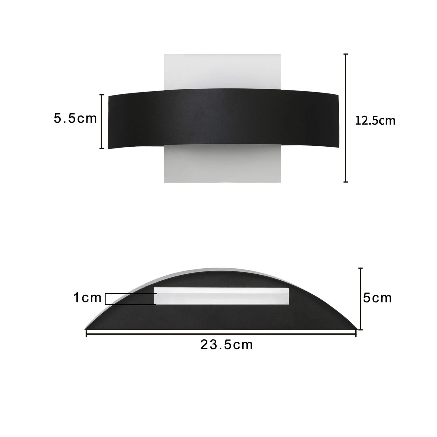 ZMH LED Wandleuchte Innen Wandlampe Wohnzimmer - Flurlampe 23.5CM Schlafzimmer Acryl Bettlampe 3000K Warmwei? 6W Schwarz Nachtlampe Modern Flur f¨¹r Hotel Arbeitszimmer Treppenhaus K¨¹che Badezimmer