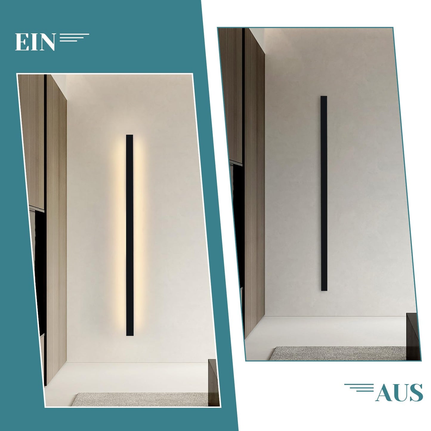 ZMH Wandlampe led Wandleuchte innen - Modern 100CM 34W Flur Up Down Warmwei? Flurlampe Wohnzimmerlampe Schwarze Bettlampe Wandbeleuchtung f¨¹r Treppenhaus Wohnzimmer Kinderzimmer Schlafzimmer