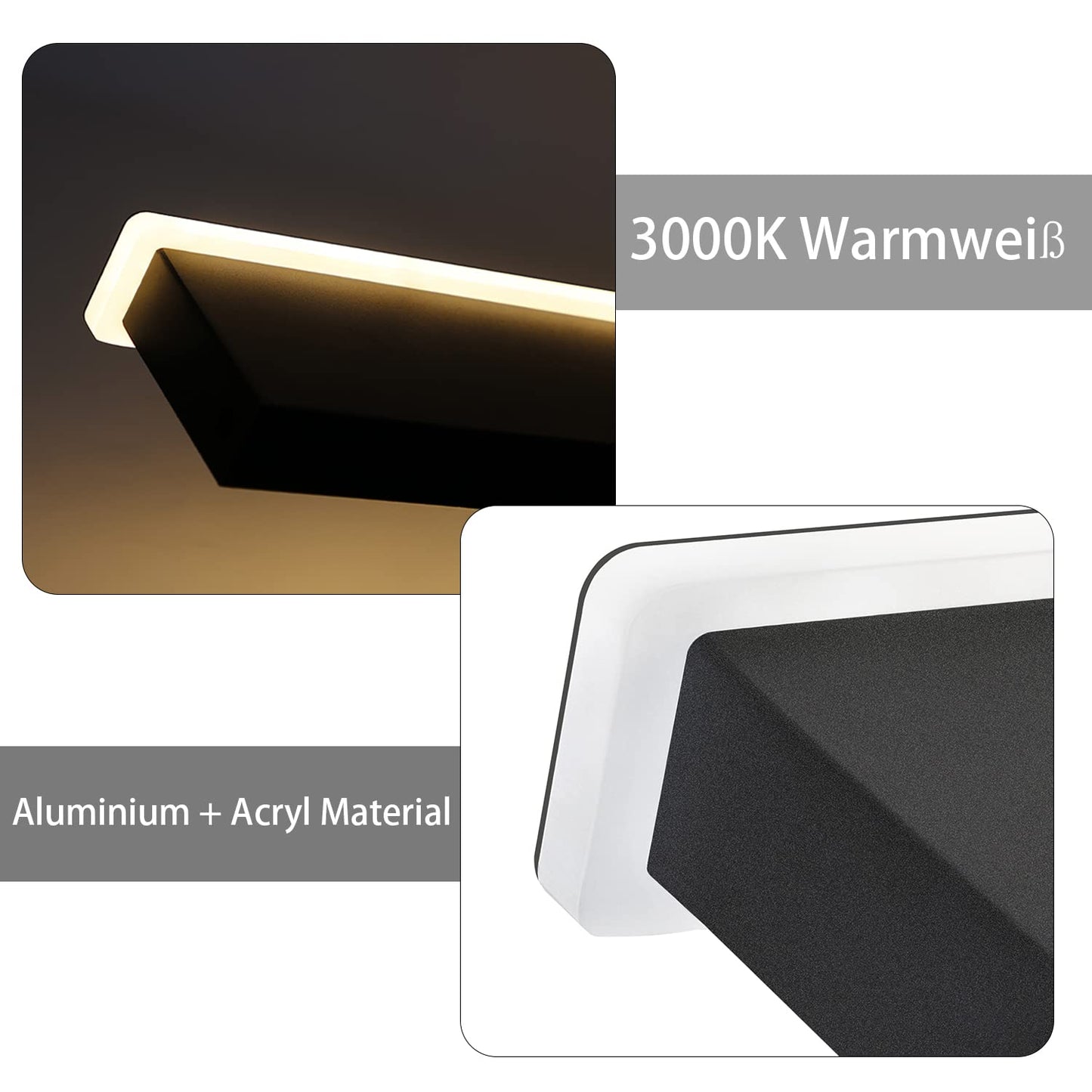 ZMH LED Wandleuchte Innen Wandlampe - Schwarz 100CM Lang Flurlampe Up Down Treppenhauslampe 37W Warmwei? K¨¹chenlampe mit 3 Haken Wandbeleuchtung f¨¹r Schlafzimmer K¨¹che Eingang Treppenhaus