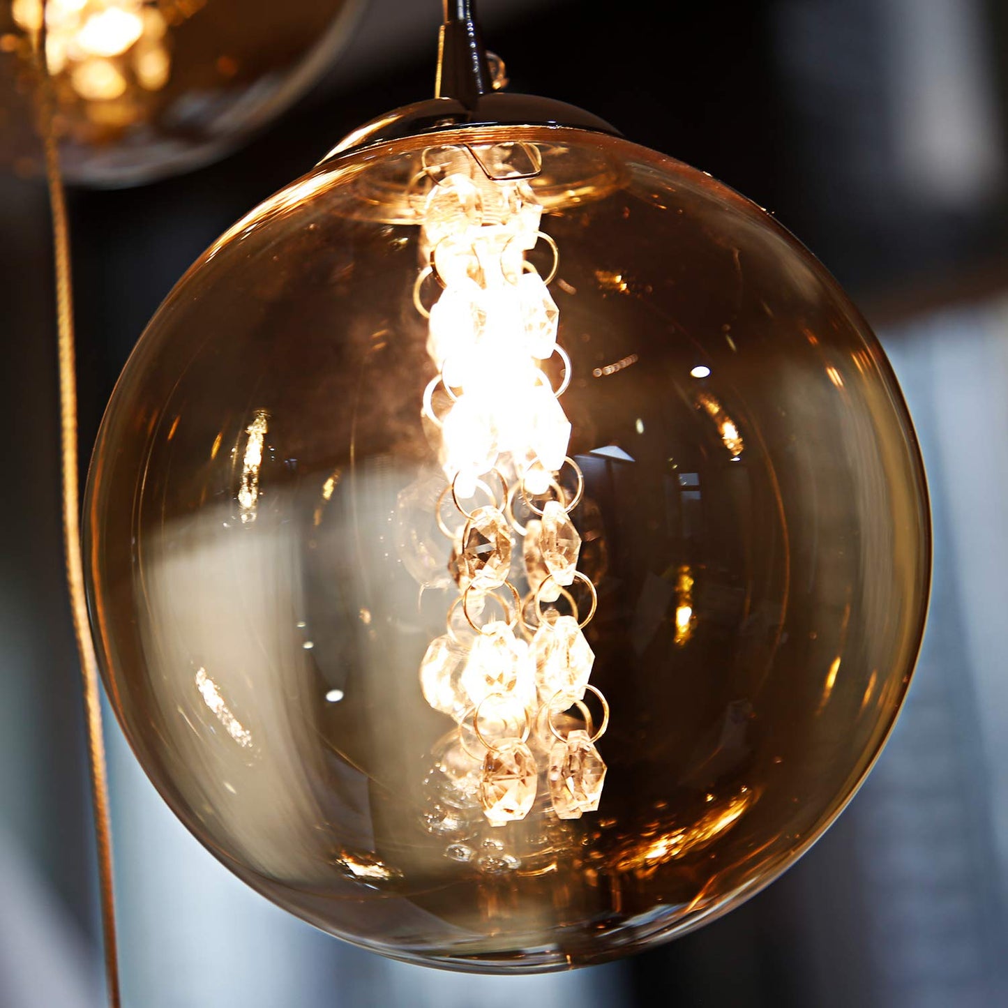 ZMH Pendelleuchte esstisch Pendellampe H?henverstellbar Kronleuchter H?ngeleuchte 3-Flammig aus Glas in Farbe Bernstein K¨¹chen Wohnzimmerlampe Schlafzimmerlampe Flurlampe