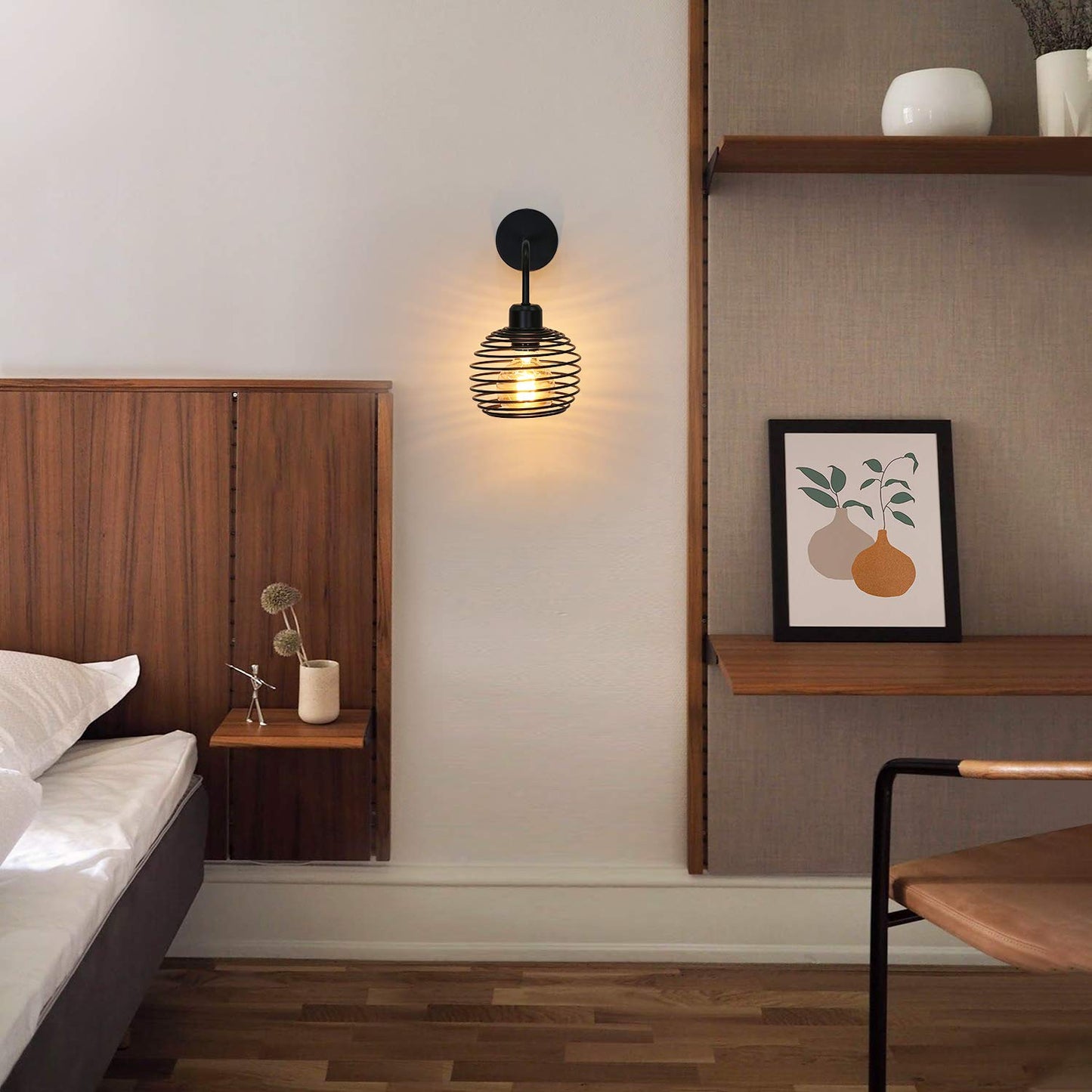 ZMH Wandleuchte Vintage Innen Wandlampe Retro Wandbeleuchtung Schwarz Flurlampe E27 f¨¹r Wohnzimmer Schlafzimmer K¨¹che Esszimmer Flur Treppe Bar Industrial (ohne Leuchtmittel)