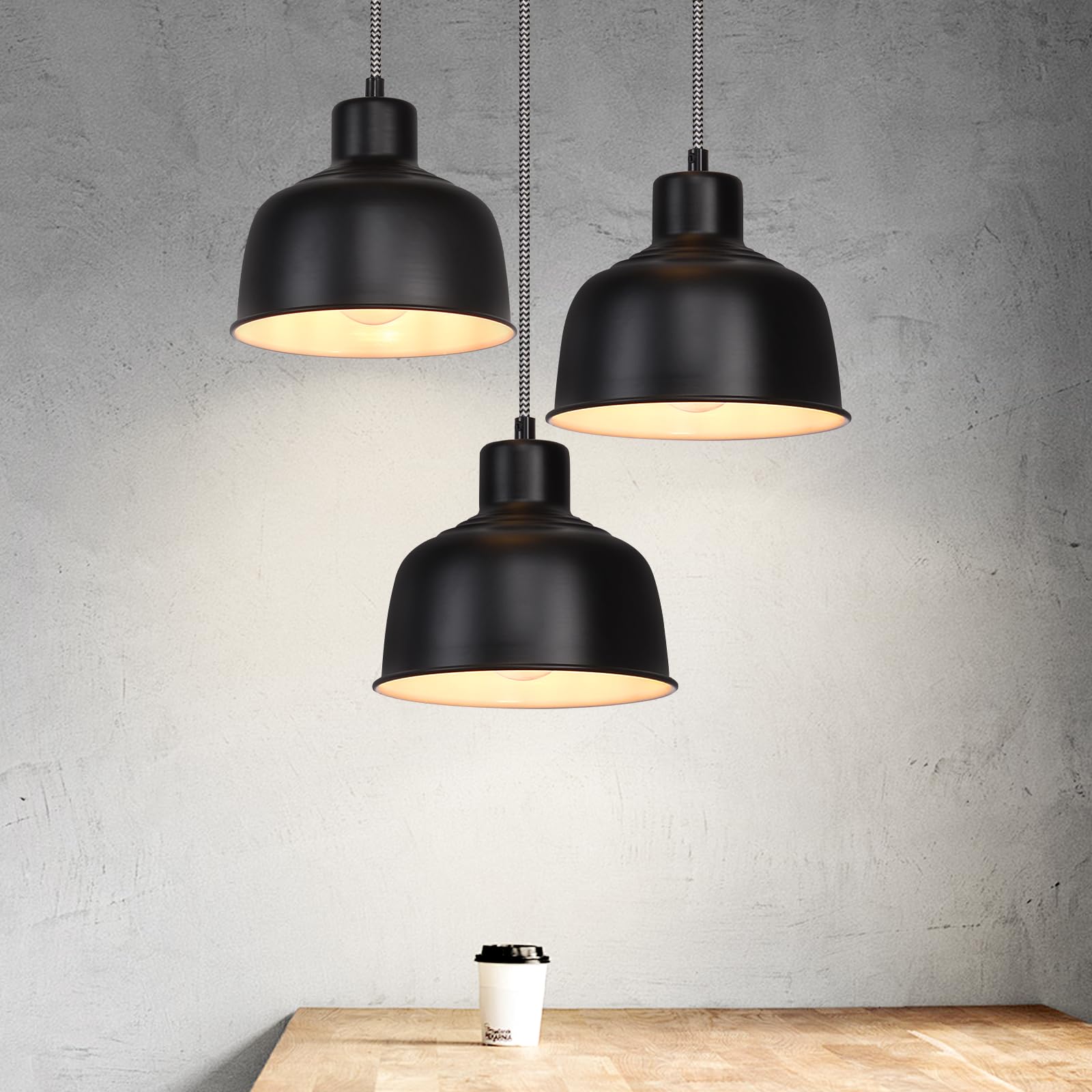 ZMH Pendelleuchte Esstisch Hängelampe Vintage: Schwarz Esstischlampe E27 Hängeleuchte Schlafzimmer Industrial Esszimmerlampe Retro Küchenlampe mit 3 Flammig Pendellampe für Wohnzimmer Hotel Restaurant – Lichtstein