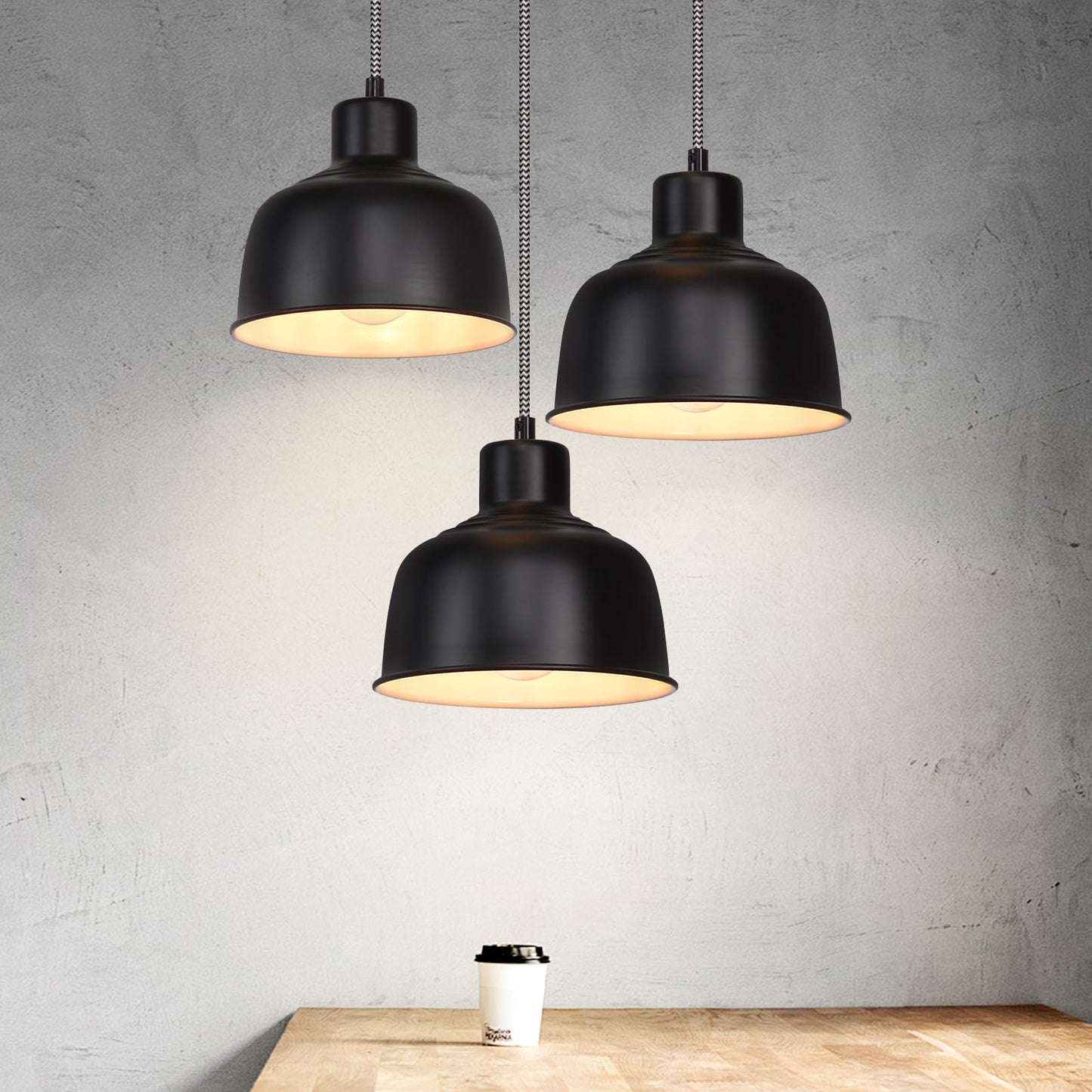 ZMH Pendelleuchte Esstisch H?ngelampe Vintage: Schwarz Esstischlampe E27 H?ngeleuchte Schlafzimmer Industrial Esszimmerlampe Retro K¨¹chenlampe mit 3 Flammig Pendellampe f¨¹r Wohnzimmer Hotel Restaurant