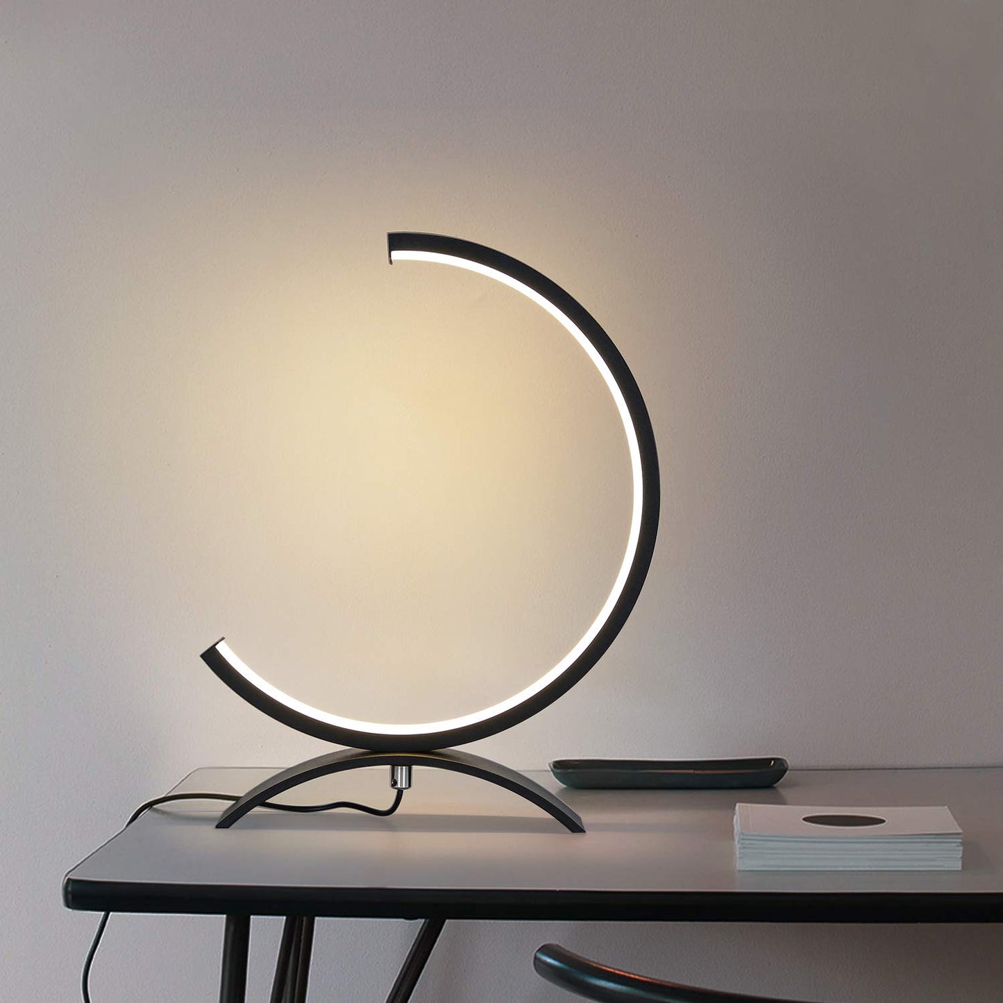 ZMH Led Tischlampe Dimmbar Nachttischlampe - Schwarz Tischleuchte aus Metall Design 7W Modern Nachttischleuchte Leselampe mit 3M Kabel f¨¹r Wohnzimmer Schlafzimmer Nachttisch Tisch